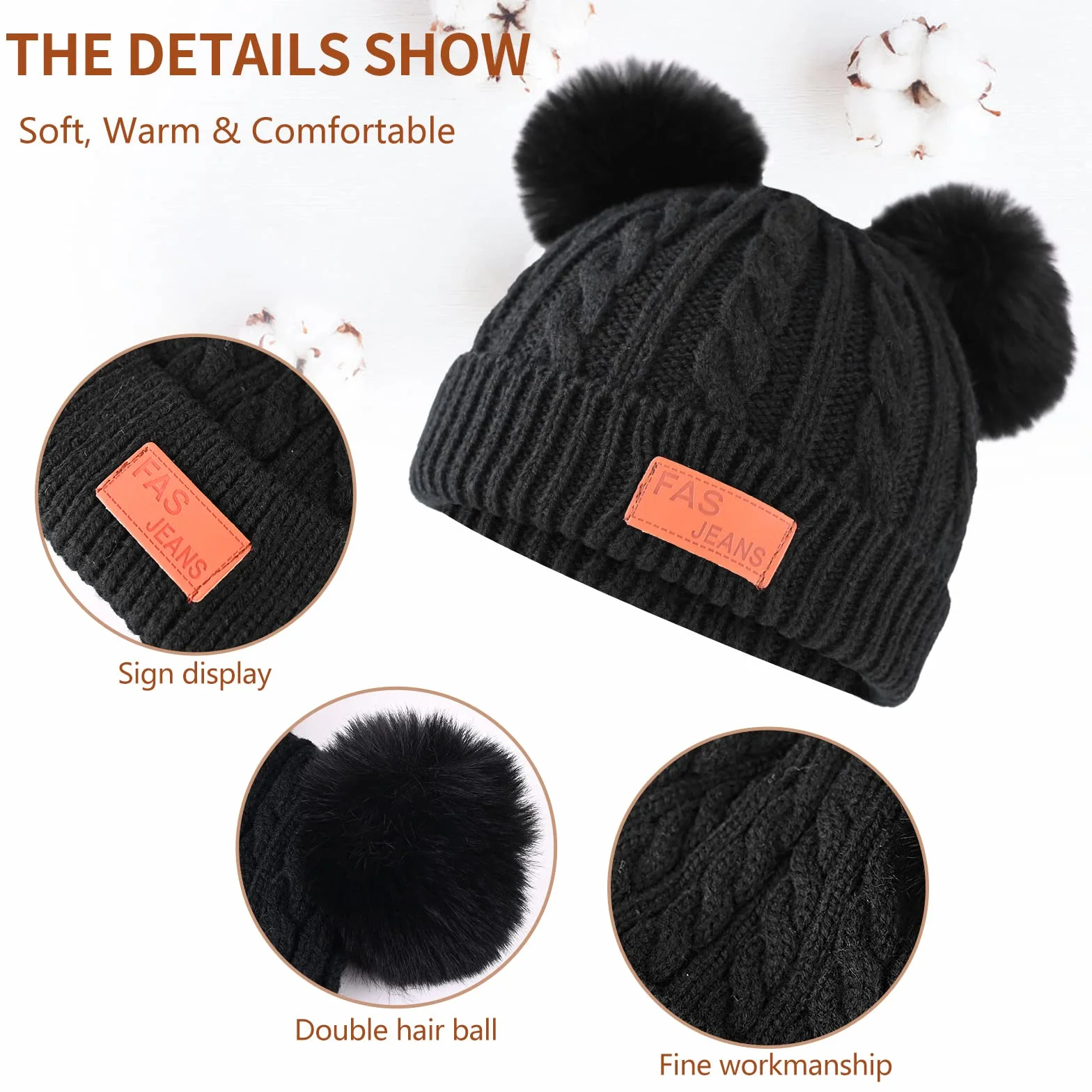Bekecidi Dziecięca czapka, szalik, rękawiczki, zestaw zimowych czapek, czapka beanie, ciepła czapka z dzianiny, szal pętelkowy, czapka i rękawiczki, dla małych dzieci, zestaw dla chłopców i