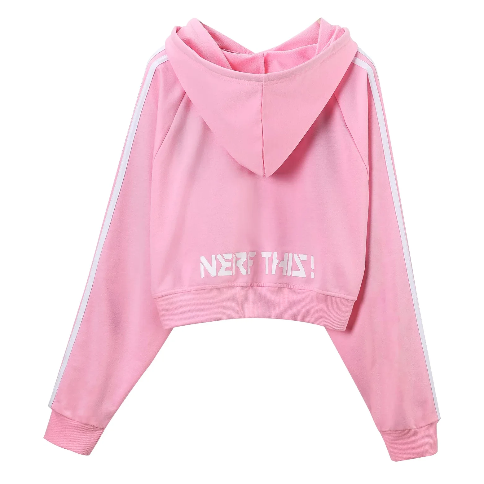 LittleForBig Damska Bunnywatch Cosplay Gaming Swobodna Regularny Fit Długi Rękaw Sznurek Cropped Kapturem Niebieski