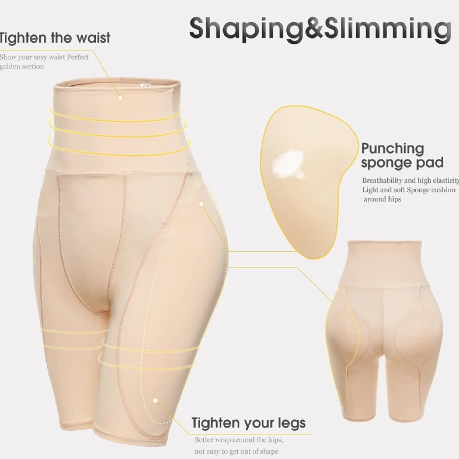 TTDGYYXW damskie majtki typu butt lifter z bocznymi wkładkami z wysokim stanem majtki wyszczuplają brzuch bielizna modelująca podnoszą spodenki z dużym łkiem plus size