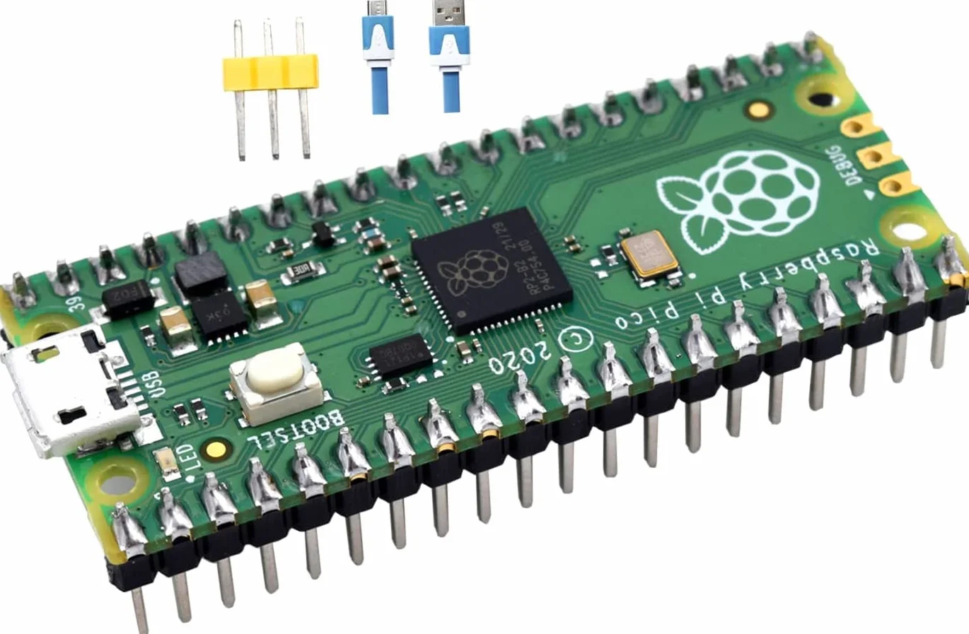 Adeept Raspberry Pi Pico z wstępnie lutowanym nagłówkiem i kablem USB, mini płytka rozwojowa mikrokontrolera, oparta na chipie Raspberry Pi RP2040, dwurdzeniowy procesor ARM Cortex M0+