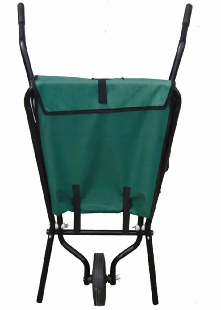 Składana taczka – składana taczka – wytrzymała rama stalowa – 112 cm x 72 cm x 73 cm – tkanina Oxford 600 D – wózek ogrodowy – możliwość zawieszenia – taczka przesuwna, zielona/czarna