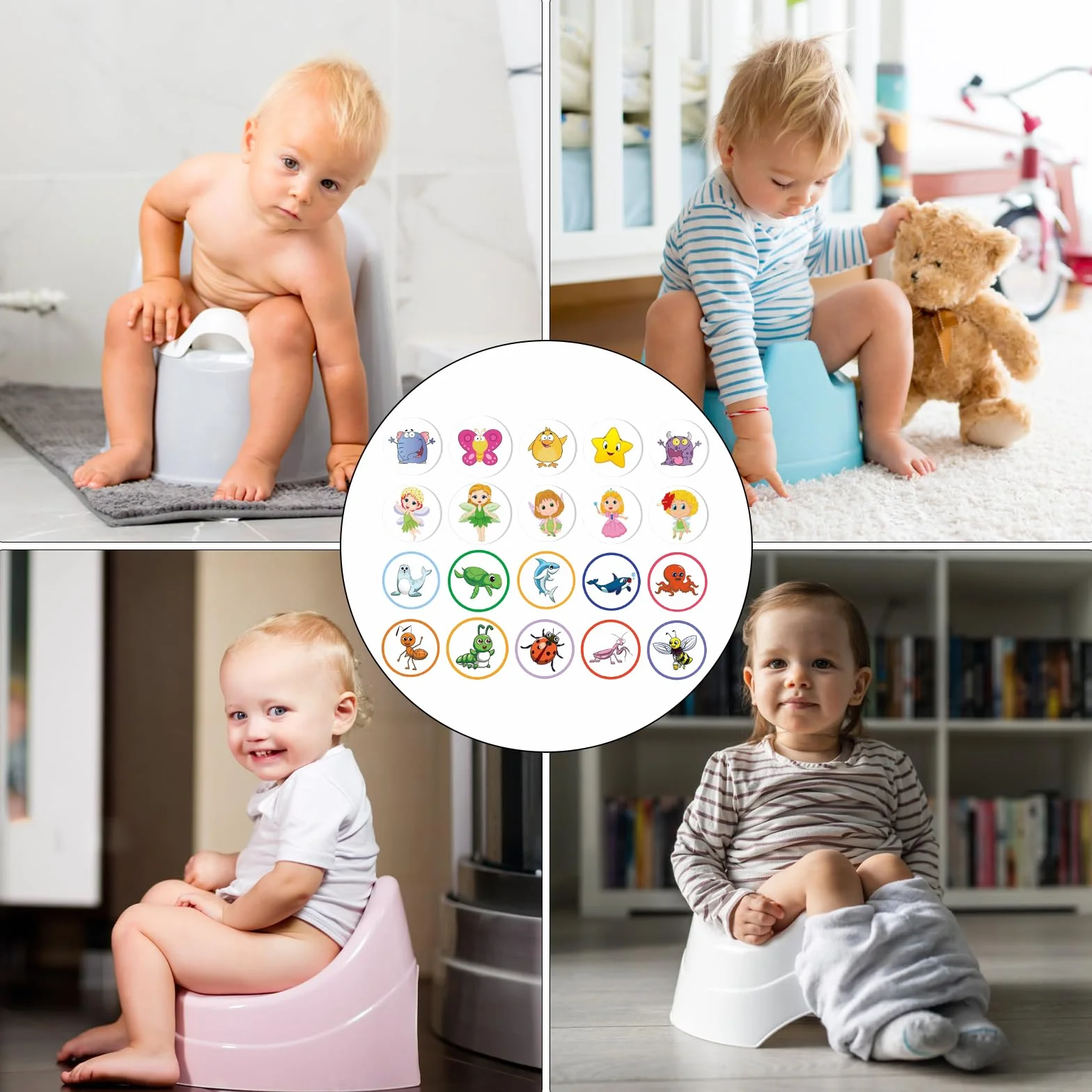 DAWRIS 20 sztuk naklejek treningowych Potty Training Training Training Naklejki na samochód Zwierzę Zmieniające kolor nocnik dla chłopców i dziewcząt Naklejki na toaletę na nocnik Naklejki treningowe