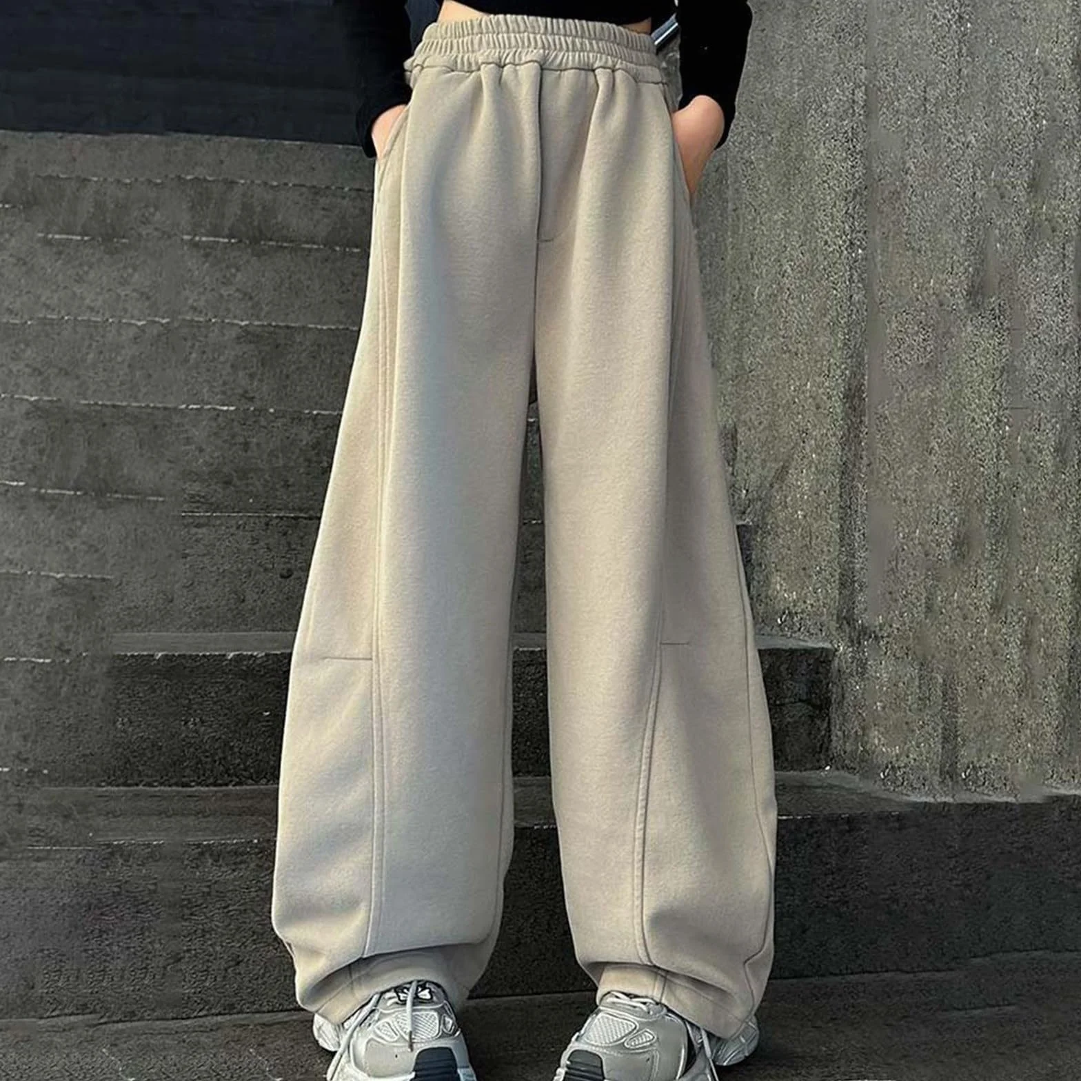 Dziewczęce spodnie dresowe z szerokimi nogawkami na co dzień elastyczna talia sportowe spodnie Palazzo Baggy długie spodnie dziecięce jednokolorowe modne spodnie do joggingu
