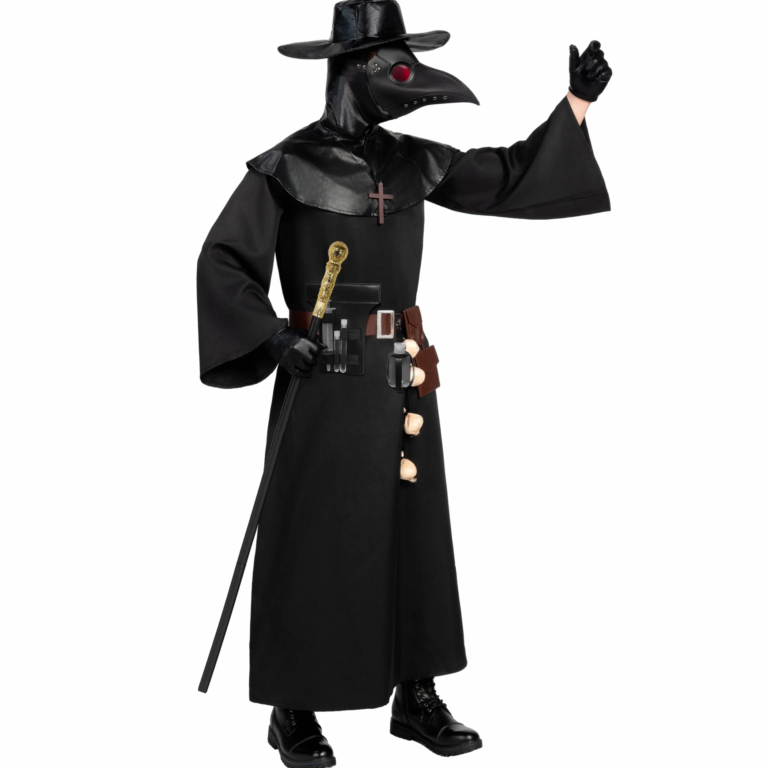Spooktacular Creations Męski kostium lekarza zarazy z kapeluszem i maską