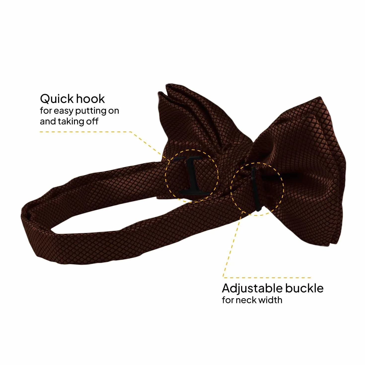 OcioDual Stylowa brązowa muszka w kratę męska z regulowanym zapięciem na klips 12 cm x 6 cm, uroczystości, imprezy, praca, wesela i imprezy, Brązowy, Taglia unica