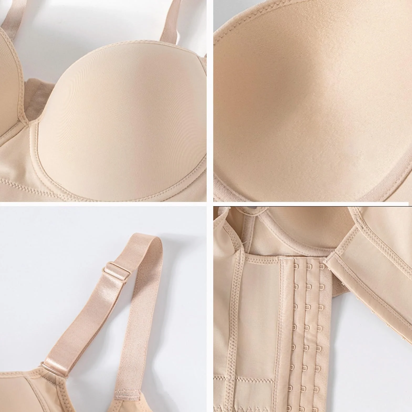 Postpartum Recovery Bras High Compression Push Up Camisole Bra 8-Row Buckles Beige 90/40D