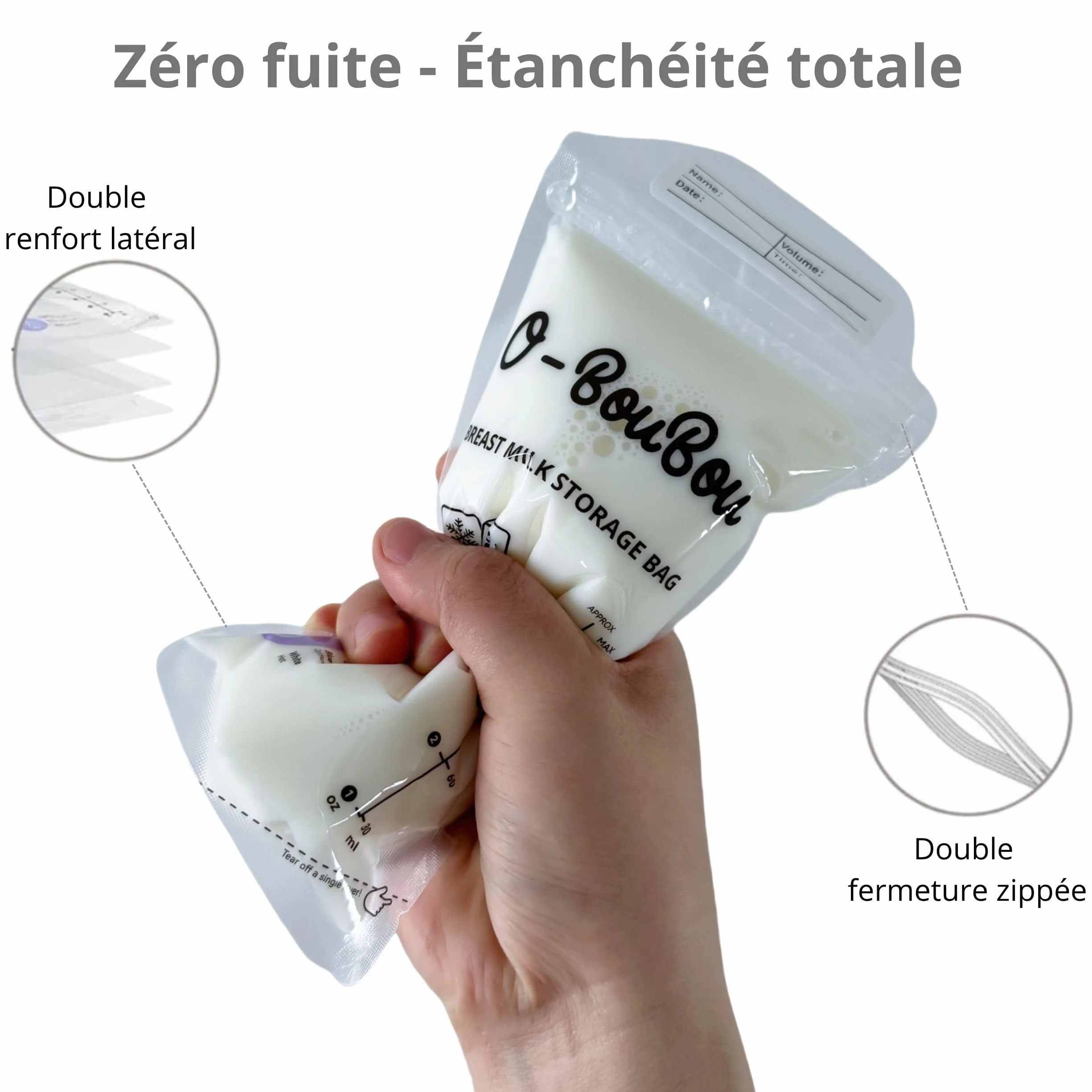 Zestaw 50 torebek do przechowywania mleka matki bez BPA, worki do przechowywania mleka matki, wstępnie sterylizowane, podwójnie uszczelnione, do zamrażania, 180 ml