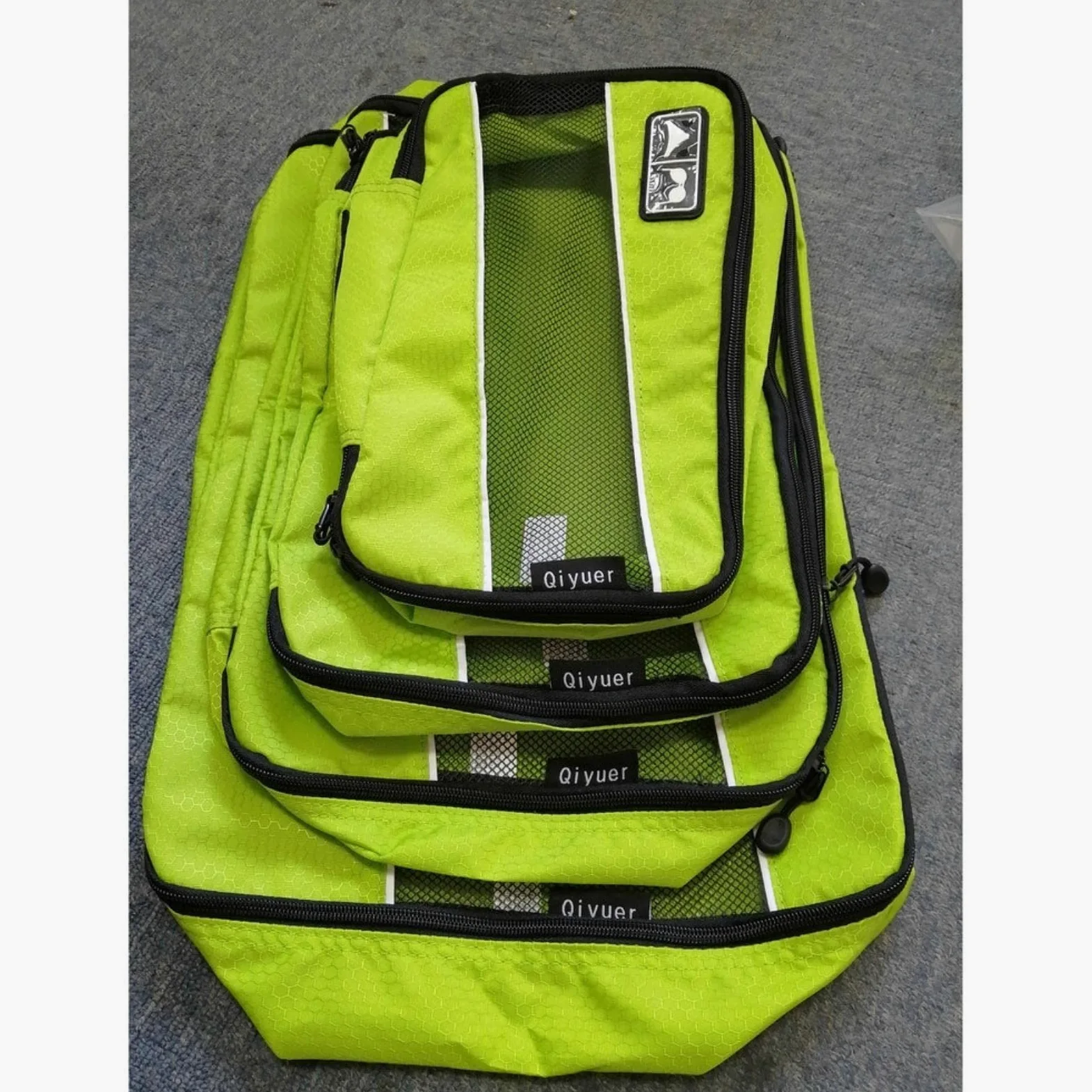 4-częściowy zestaw Organizer do walizki Kostka do pakowania podróżnego Nylon Oddychający Mężczyźni Kobiety Organizator bagażu Zestaw kostek-4 sztuki Róża (4 sztuki Zielony L, M)