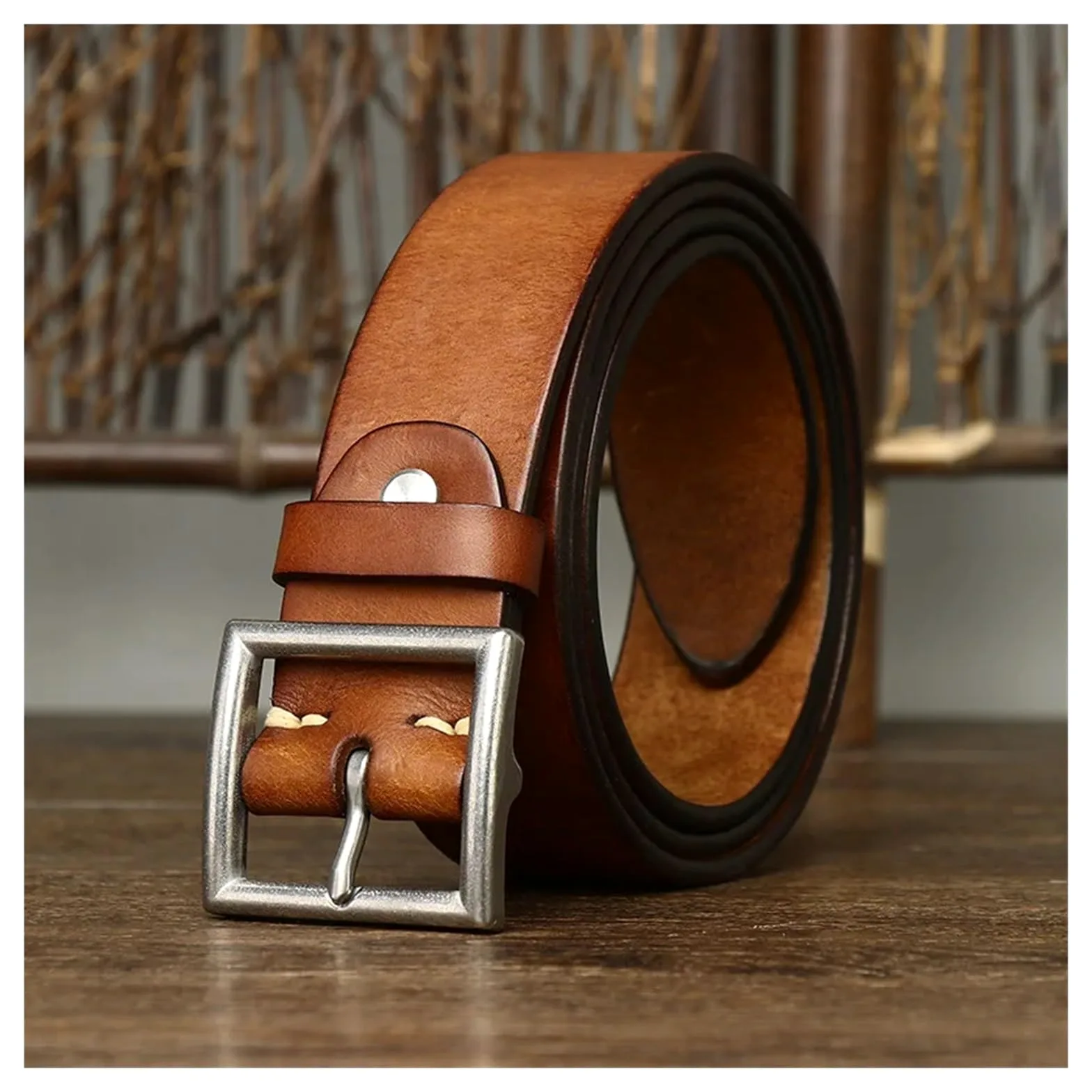 3.8CM prawdziwa skóra bydlęca luksusowy pasek męskie paski Cowskin Retro Vintage klamra ze stali nierdzewnej pasek męski