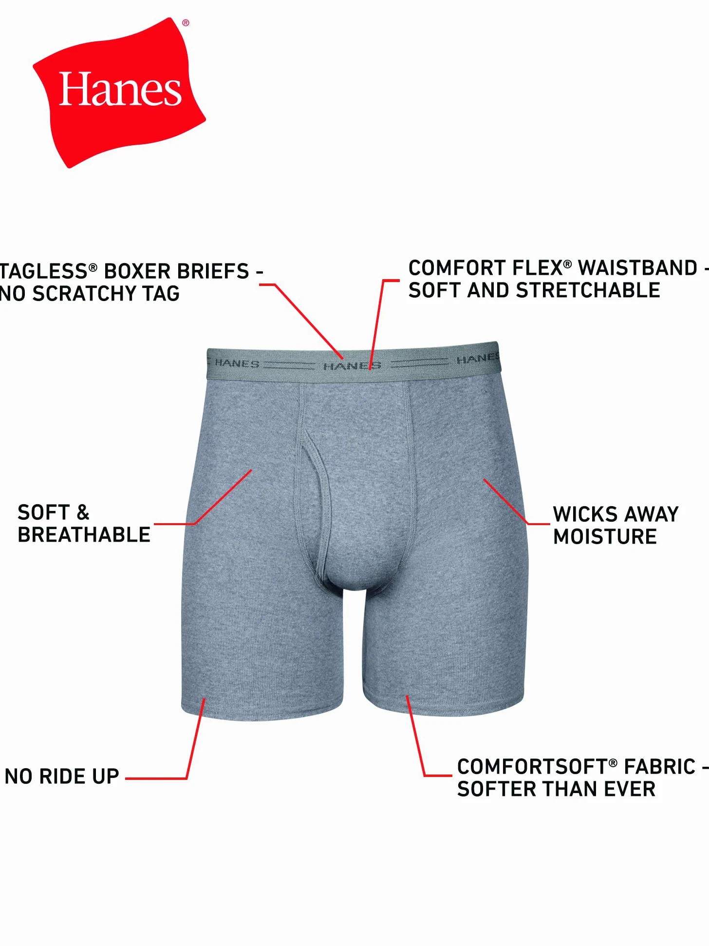 Hanes Bokserki męskie (7 sztuk), 7 sztuk - czarny/szary wybór, XL