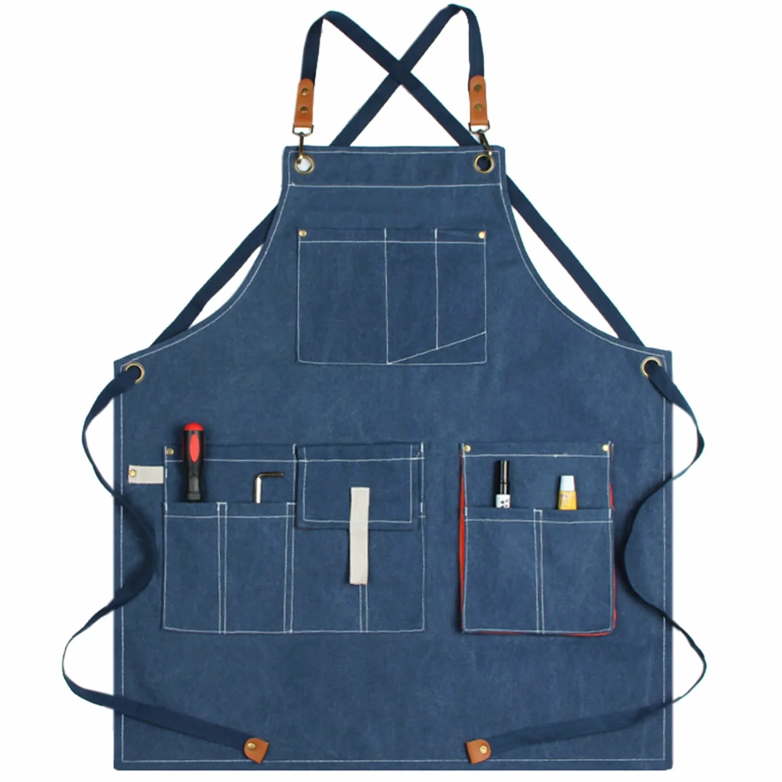 Fartuch szefa kuchni ， Fartuch Denim Bib Fartuch warsztatowy, fartuch narzędziowy, fartuch roboczy, fartuch płócienny, fartuch narzędziowy warsztatowy z regulowanymi paskami