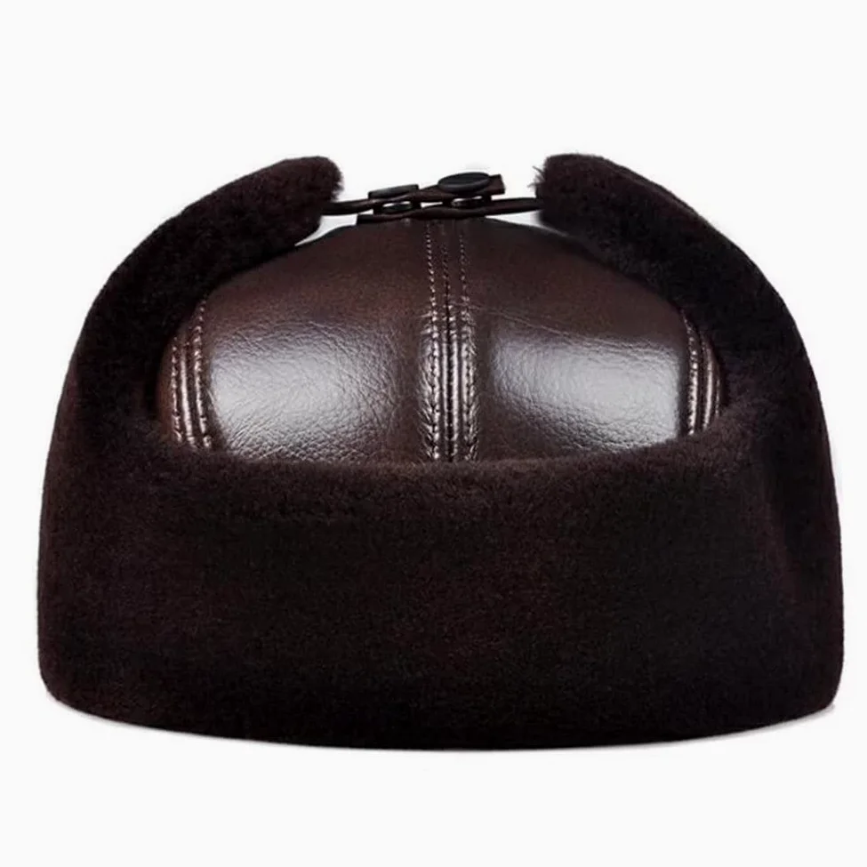 Czapka zimowa męska ciepła czapka z nausznikami czapka rosyjska dla taty dziadka gospodarstwa domowego, brązowa-XXL,Brown-XXL