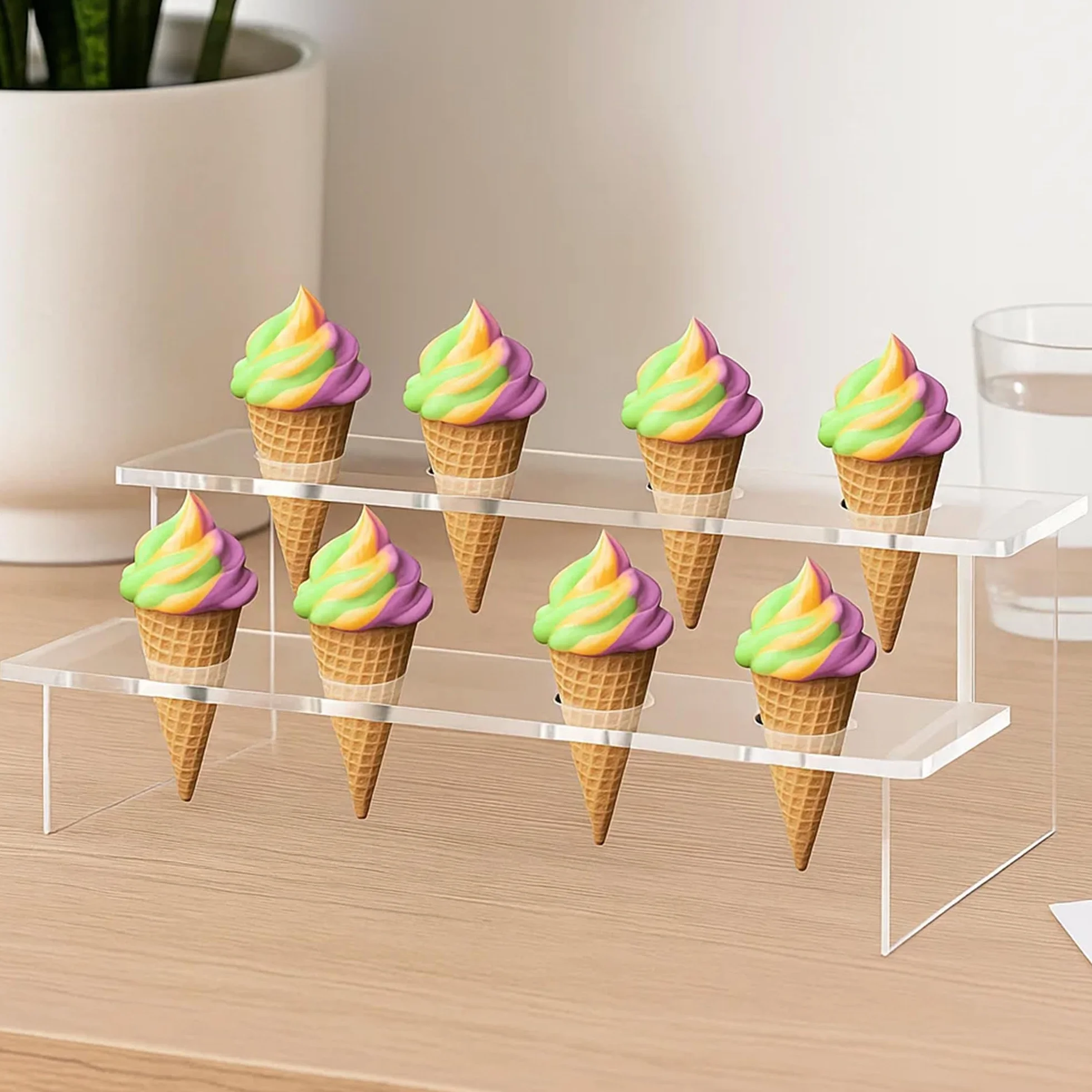 Akrylowy Stoisk Na Lody, 8-Otworowy, Wykonany z Materiału Akrylowego, Przezroczysty i Przezroczysty, Nadaje Się Do Ślubów, Przyjęć Urodzinowych, Kawiarni, Sklepów z Deserami (prostokątny)