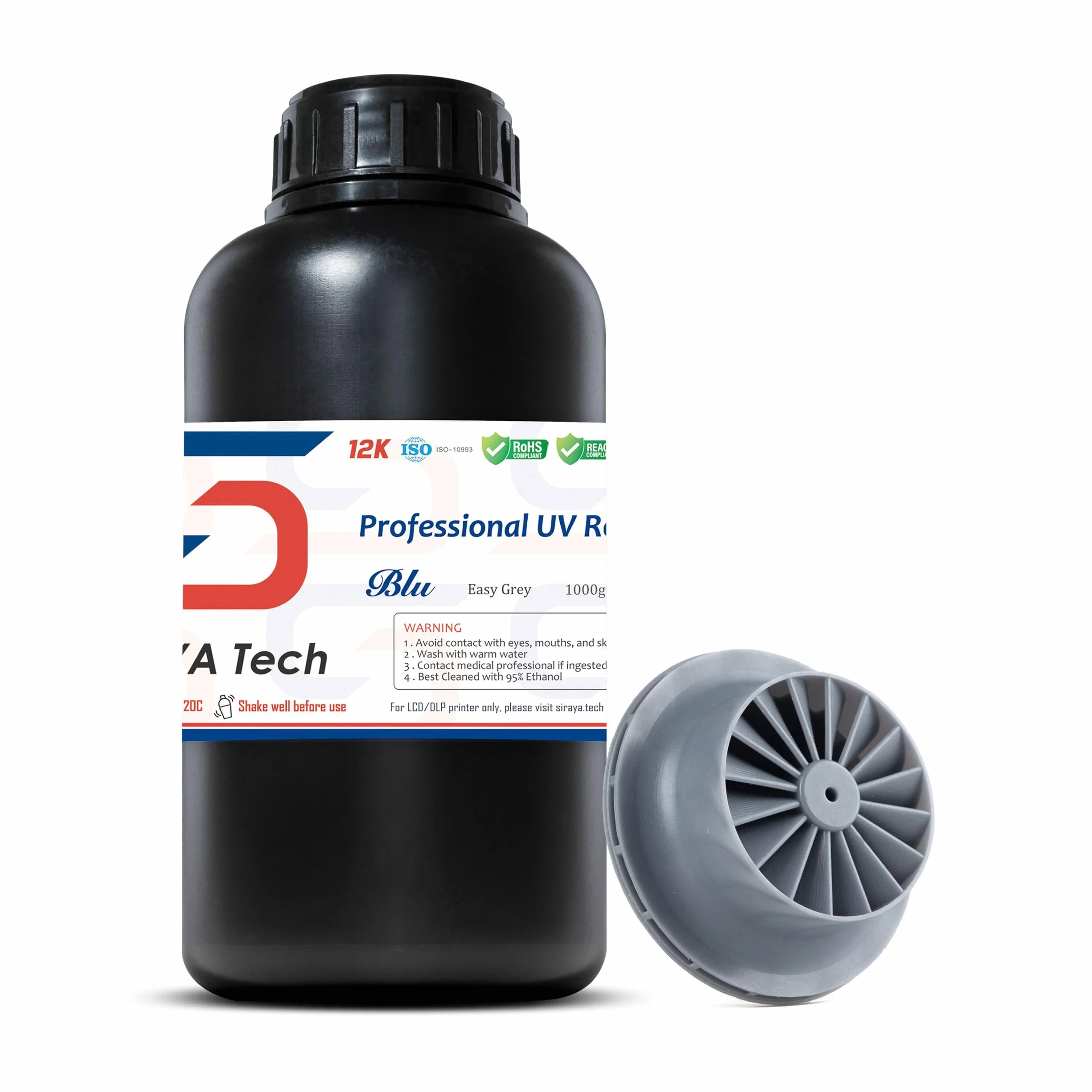 Siraya Tech Niebieska, łatwa szara, wytrzymała żywica do drukarki 3D do drukowania w wysokiej rozdzielczości - wszechstronna i łatwa w użyciu do drukarek 3D LCD/DLP (Easy Grey, 1 kg)