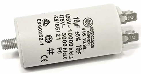 Kondensator silnika 16uF±5%/475V + GRD ¬36 x 70 mm, DUCATI