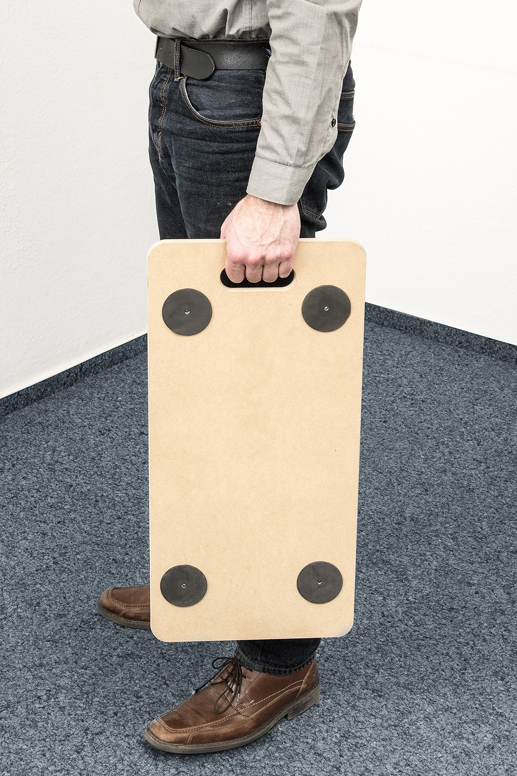 Metafranc Wózek transportowy 590 x 290 mm – nośność 200 kg – płyta MDF – kółka PP/kółka meblowe z hamulcem/pomoc w transporcie/wózek do transportu mebli/wózek do transportu skrzynek z drewna / 821400