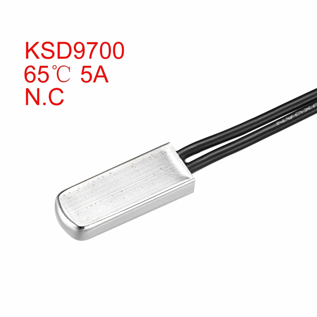 sourcing map 2 szt. KSD9700 termostat 65℃ normalnie zamknięty przełącznik temperatury przełącznik termiczny N.C 5A regulator temperatury z metalu bimetalu