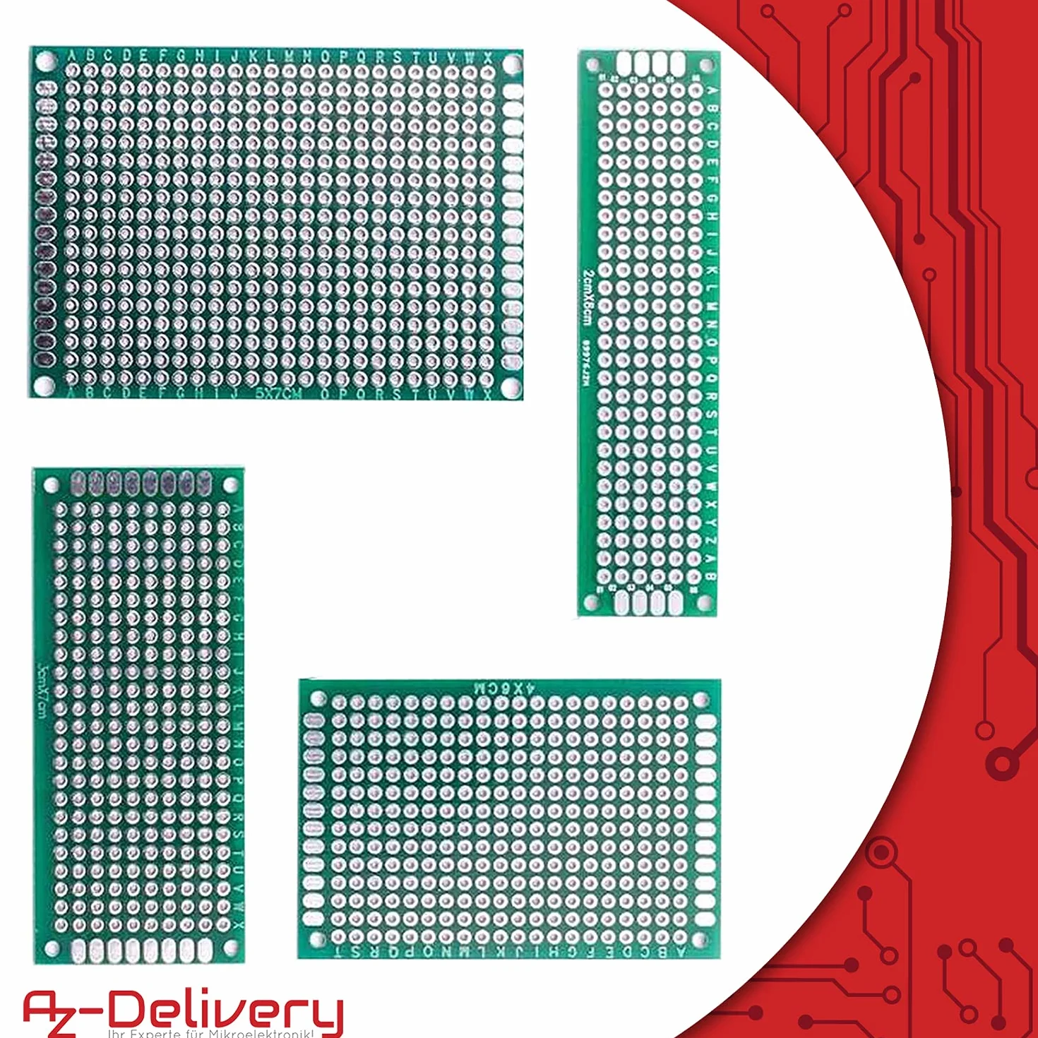 AZDelivery Zestaw 16 x PCB Board breadboard płytka drukowana kompatybilny z Arduino wraz z e-bookiem!