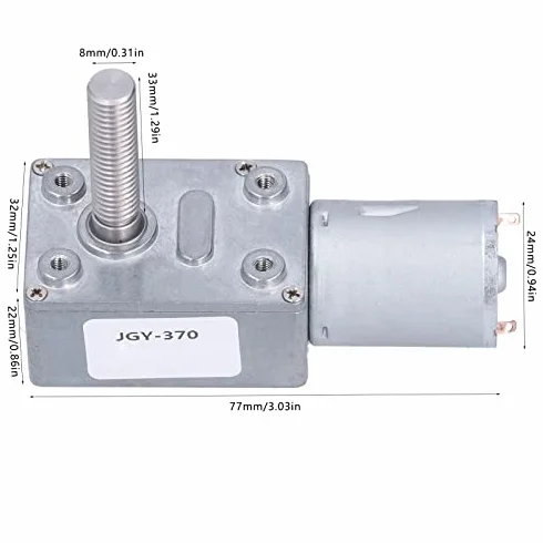 Jgy-370 Przemysłowy silnik z przekładnią ślimakową M8 Wał gwintowany Silnik o niskiej prędkości Samoblokujący (Dc12V 10 obr./min), motoreduktor