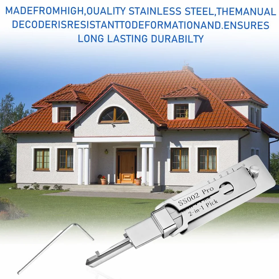 Zestaw 2 w 1 SS002 Pro Dietrich-Set dla S-Rillenschlösser Edelstahl-Schlüsseldecoder & Dietrichwerkzeug, Kompatibel mit Auto/Hausschlössern Leicht Präzise für Anfänger & Profis ss002 pro dietrich-set