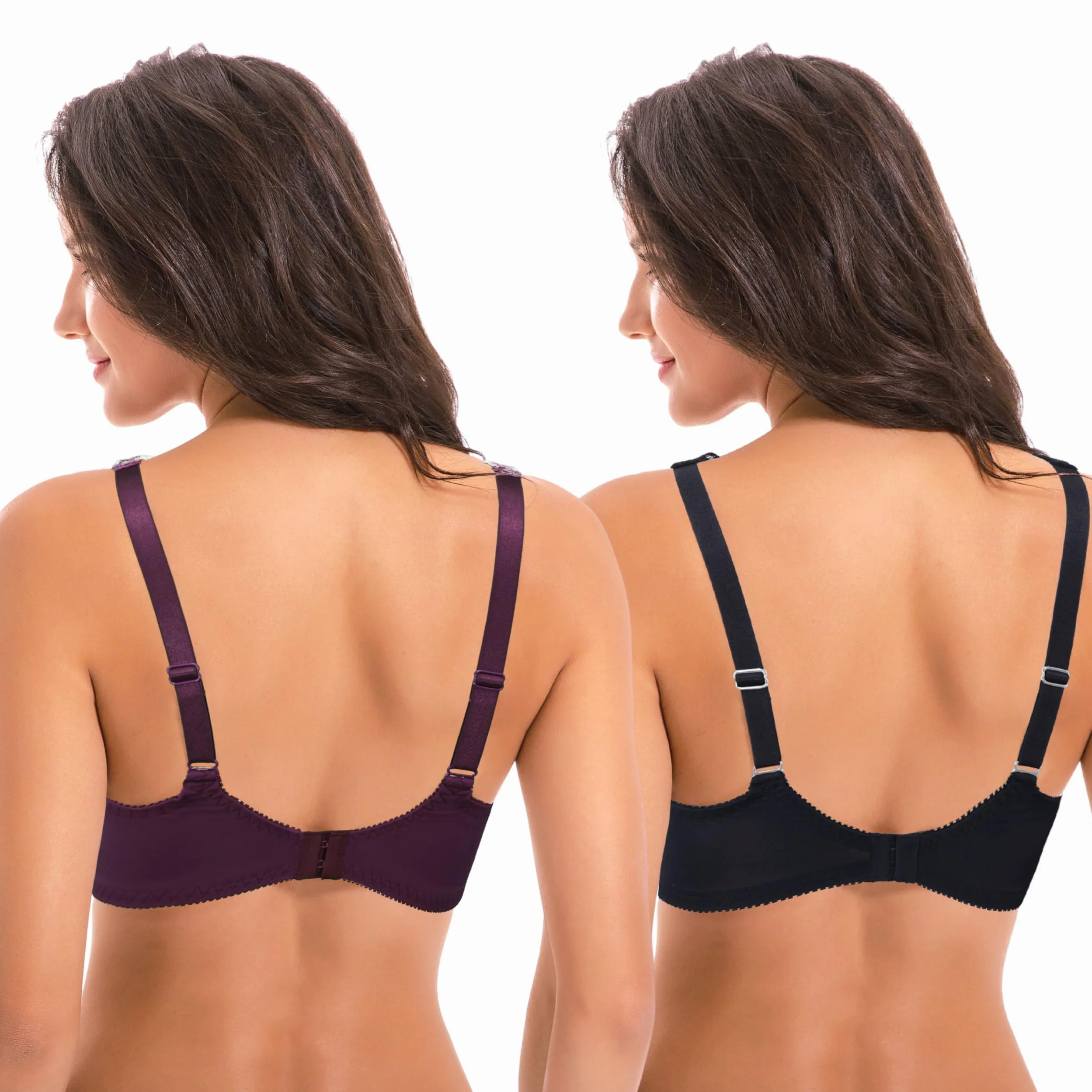 Curve Muse Kobiety Minimizer Bez podszewki Fiszbiny Biustonosz Z Koronkowy haft-2 Pakiet