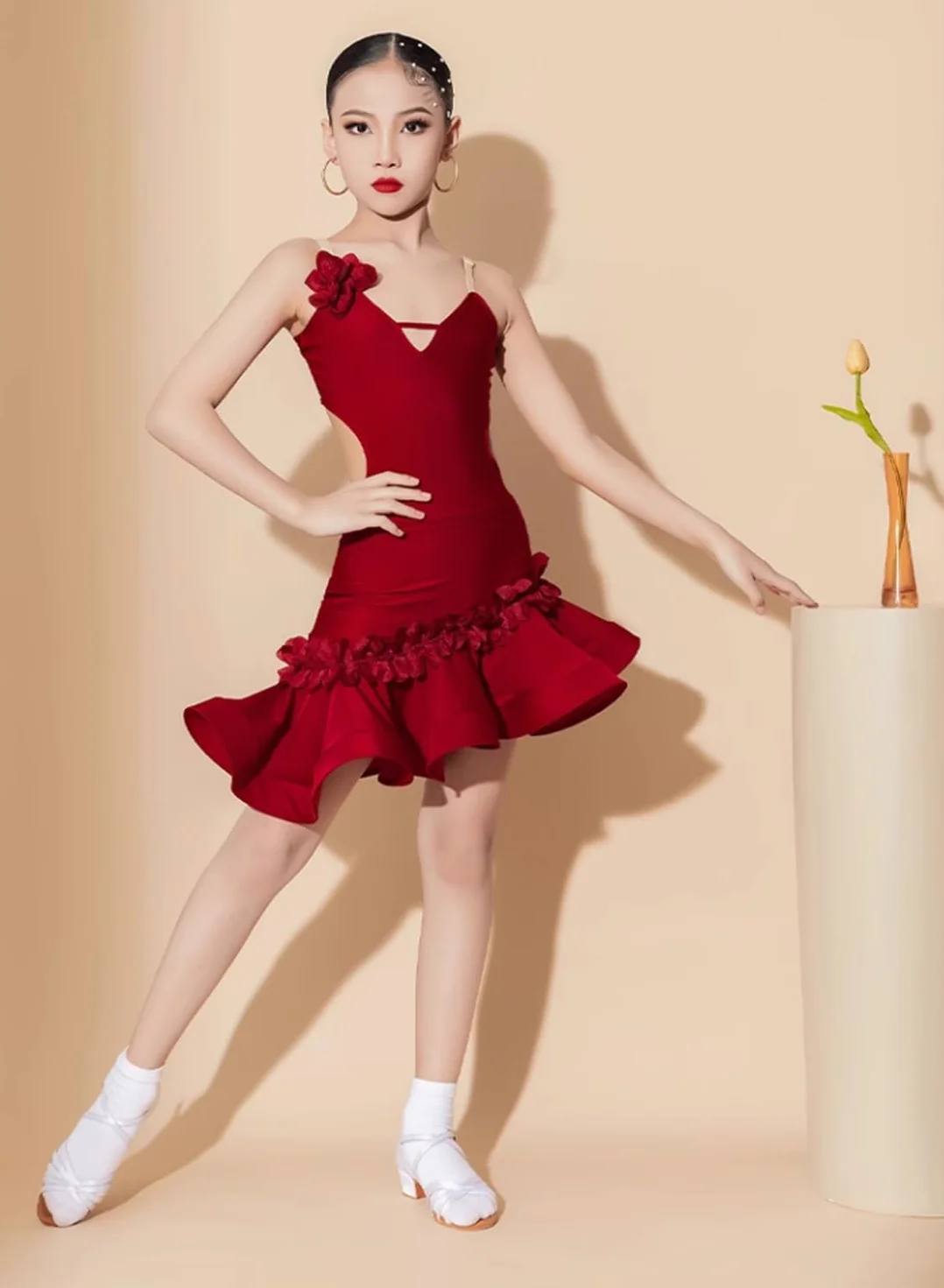 OTMYIGO Latin Tango Ballroom Dance Dress Competition Costume Leotard Rumba Samba Jazz