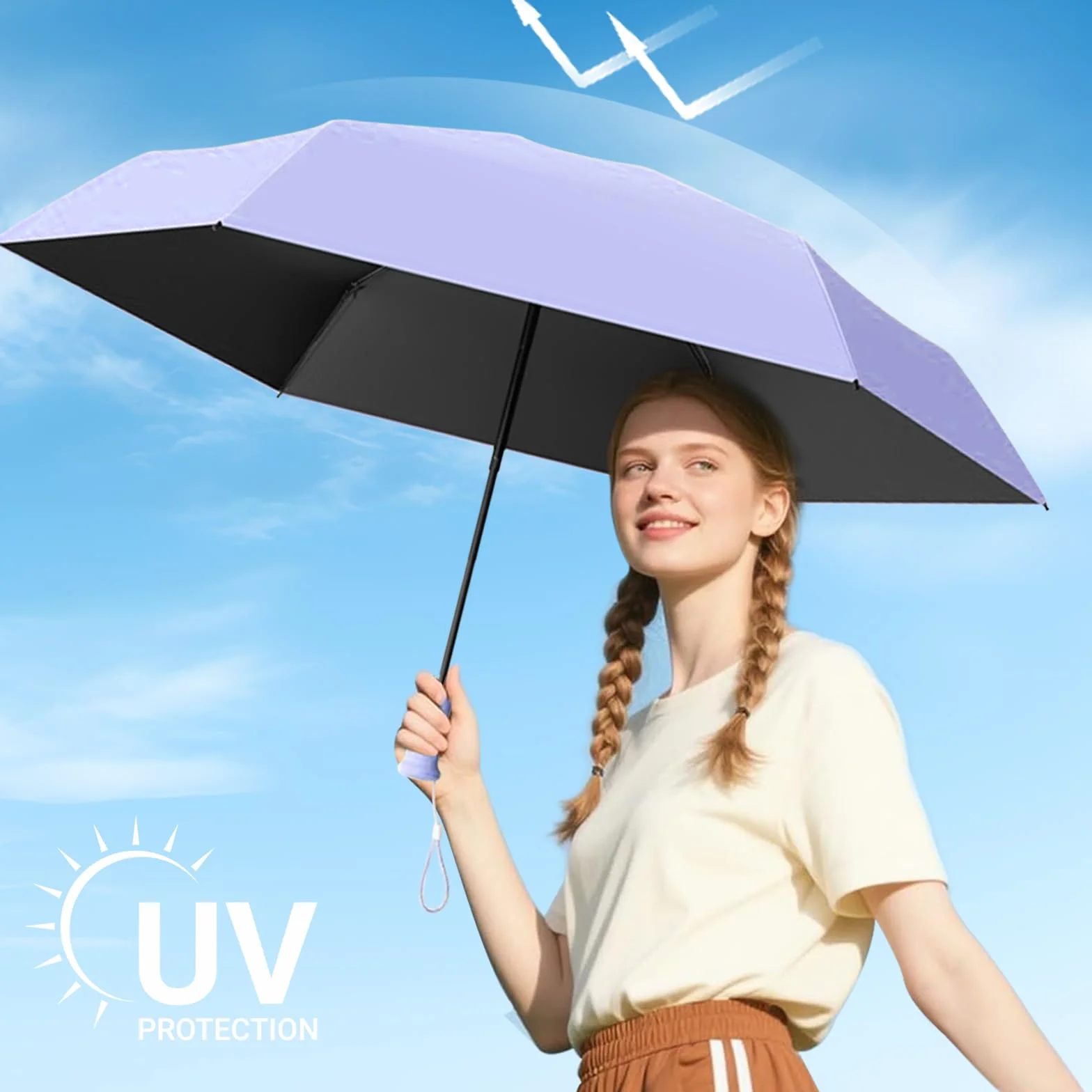 Mini Parasol Kieszonkowy, Składany Parasol Przeciwwiatrowy, Parasol Przeciwsłoneczny, Codzienne Podróże, Zawiera Pudełko Do Przechowywania, Chowany Uchwyt, Unisex