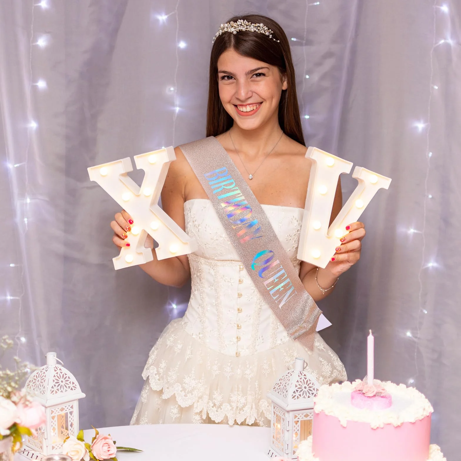 Szarfa królowej urodzinowej, złoty brokat, Szarfa Happy Birthday, dla kobiet, dziewcząt, akcesoria imprezowe i dekoracje