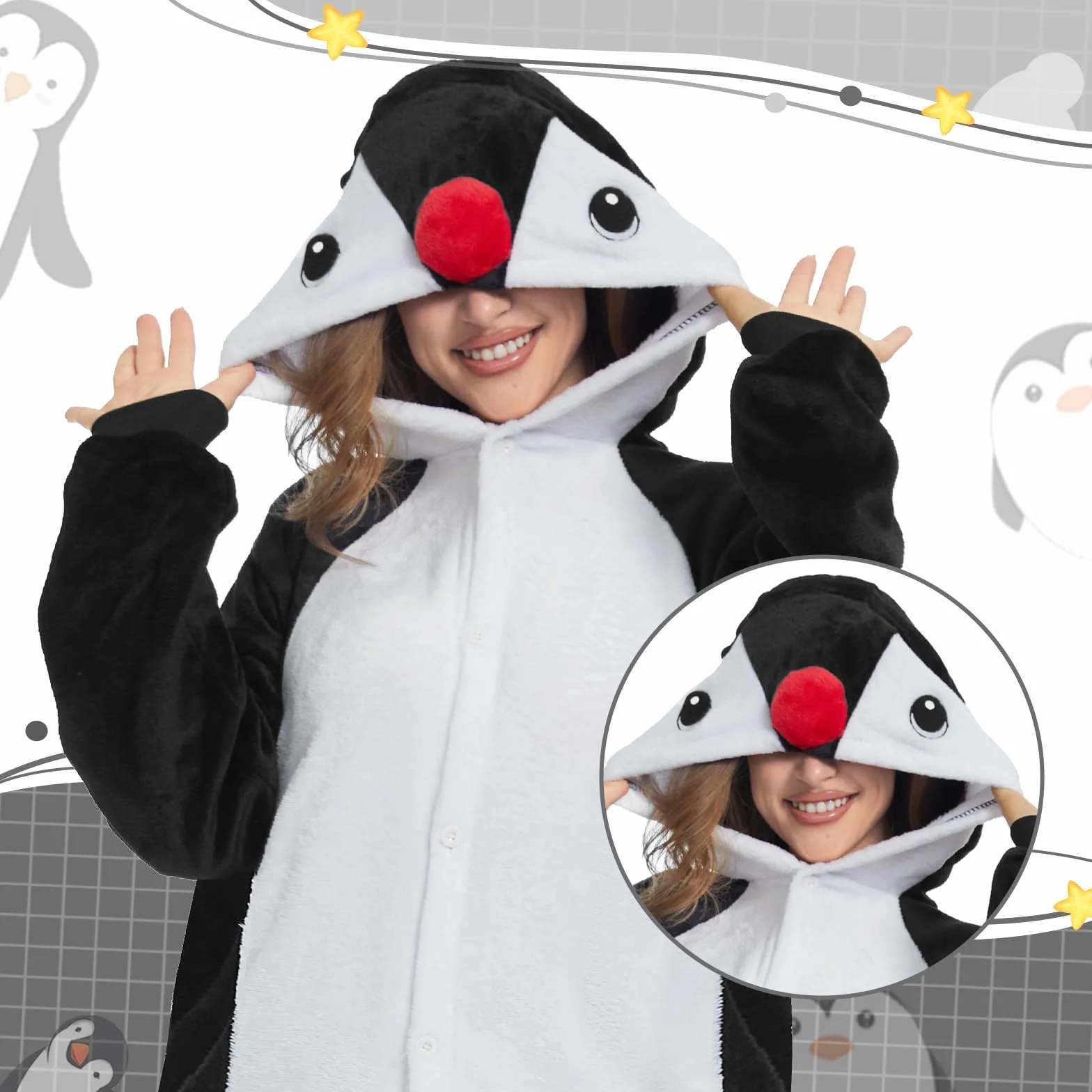 JONRRYIN Piżama Zwierzęta Dorosły Unisex Kombinezon, Zwierzęca Piżama Onesie Kostium, Piżama Kigurumi Anime Sleepwear Kombinezon Cosplay Zestaw na Halloween, karnawał