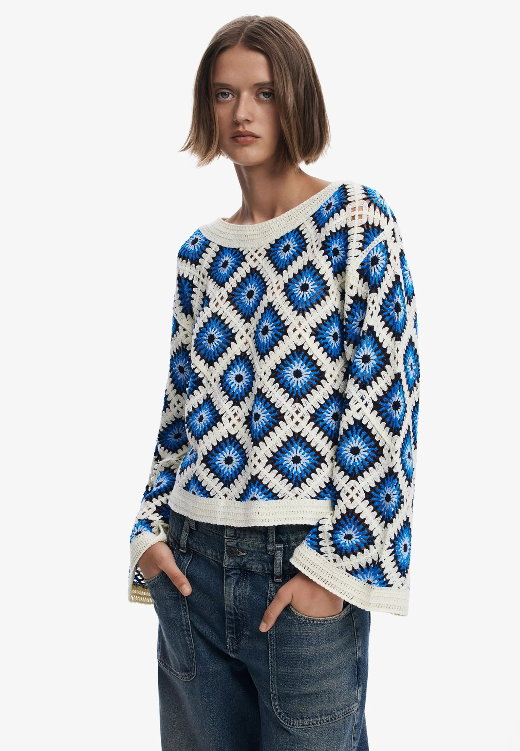 Desigual Bluza damska, Wykończenia materiałowe, S