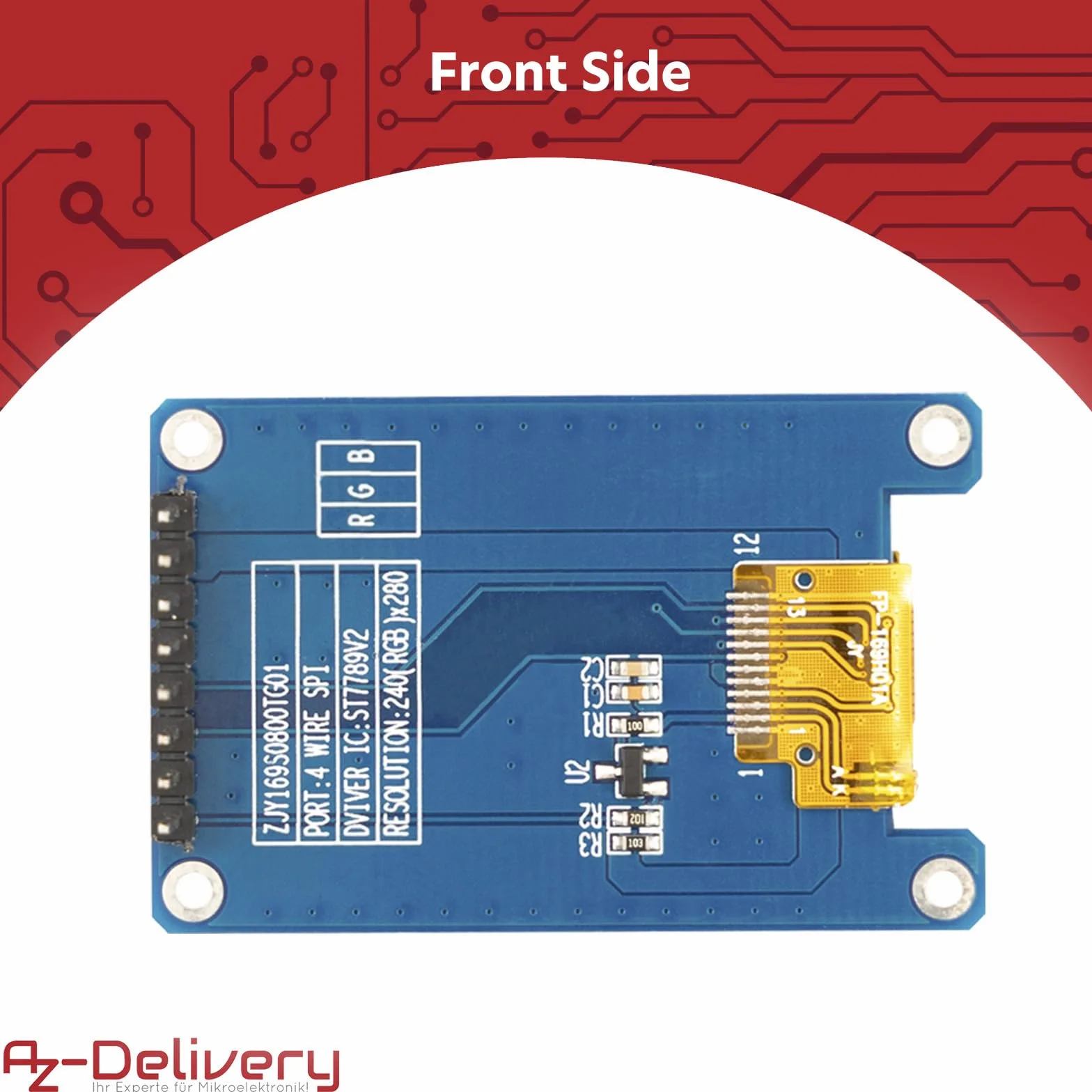 AZDelivery 3 x 1,69-calowy wyświetlacz TFT o rozdzielczości 240 x 280, sterownik ST7789V2 – zaokrąglone narożniki i interfejs SPI – idealny do projektów z mikrokontrolerem