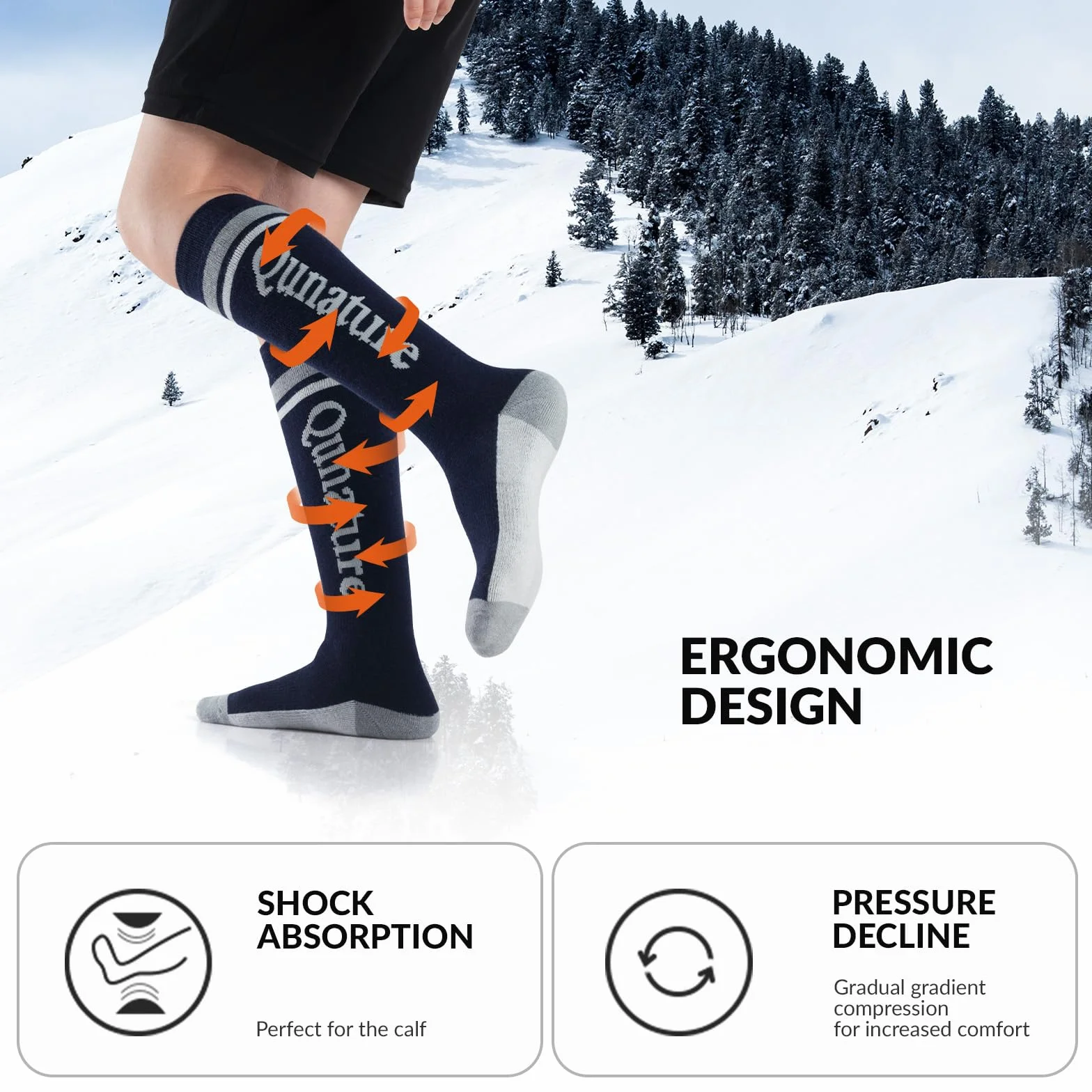 Skarpetki Narciarskie Damskie/Męskie Skarpety Zimowe Wełna Merino Ciepłe Oddychające Termiczne Skarpety Narciarskie do Sportów Zimowych Narciarstwo, Snowboard, Łyżwiarstwo 1 Para 37-48
