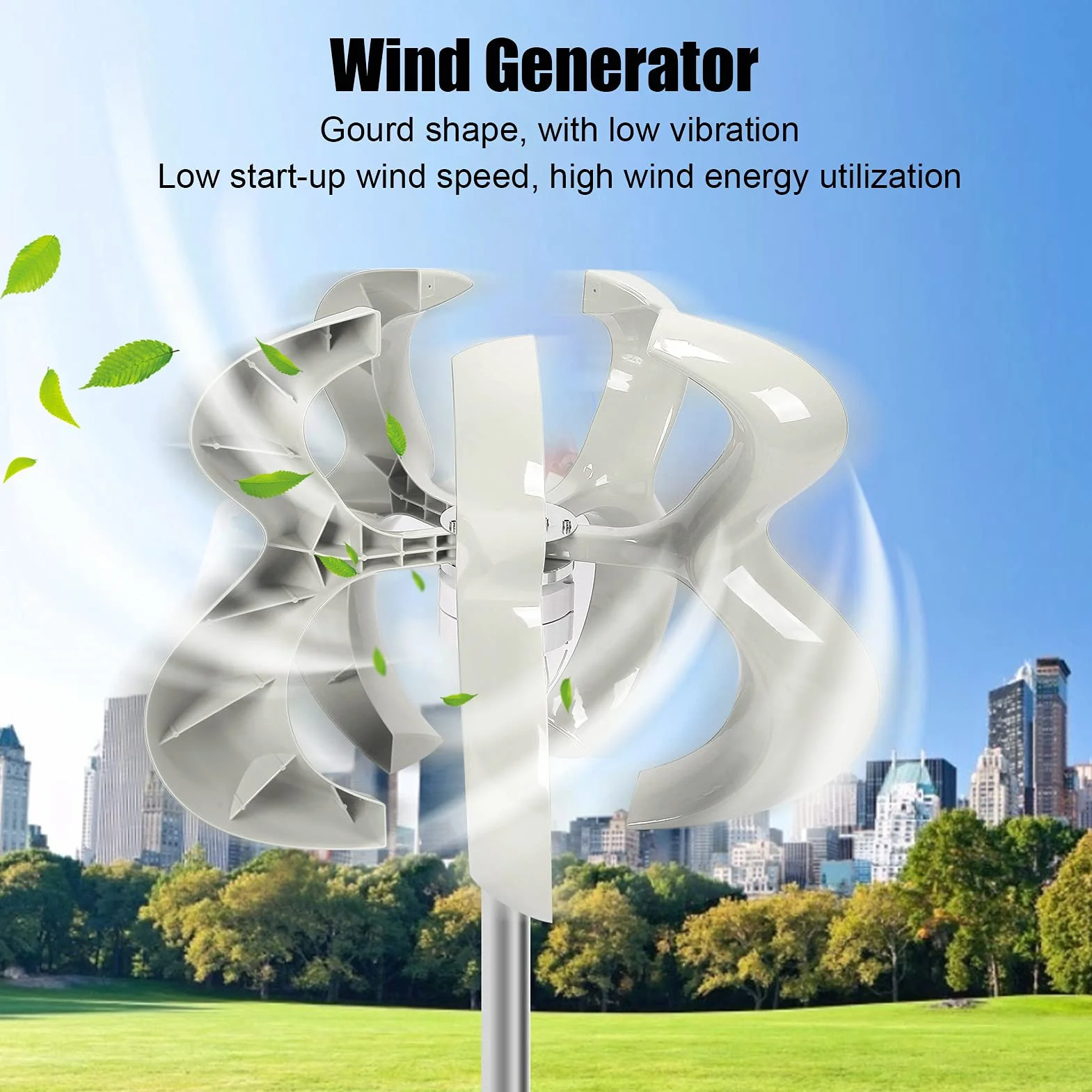 DTHL600W Zestaw Turbiny Wiatrowej Zestaw Turbiny Wiatrowej, Generator Energii Wiatrowej Generator do Montażu Obręczowego Typu Tykwy 5 Ostrzy Generator Osi Pionowych Łopata z