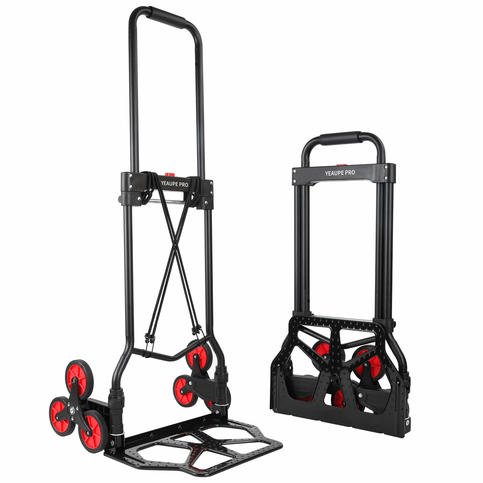 YEAUPE PRO Wózek transportowy, udźwig 80-100 kg, składany wózek transportowy, regulacja wysokości i wchodzenie po schodach do przeprowadzki i ciężkich przedmiotów, wózek schodowy z 2 linami
