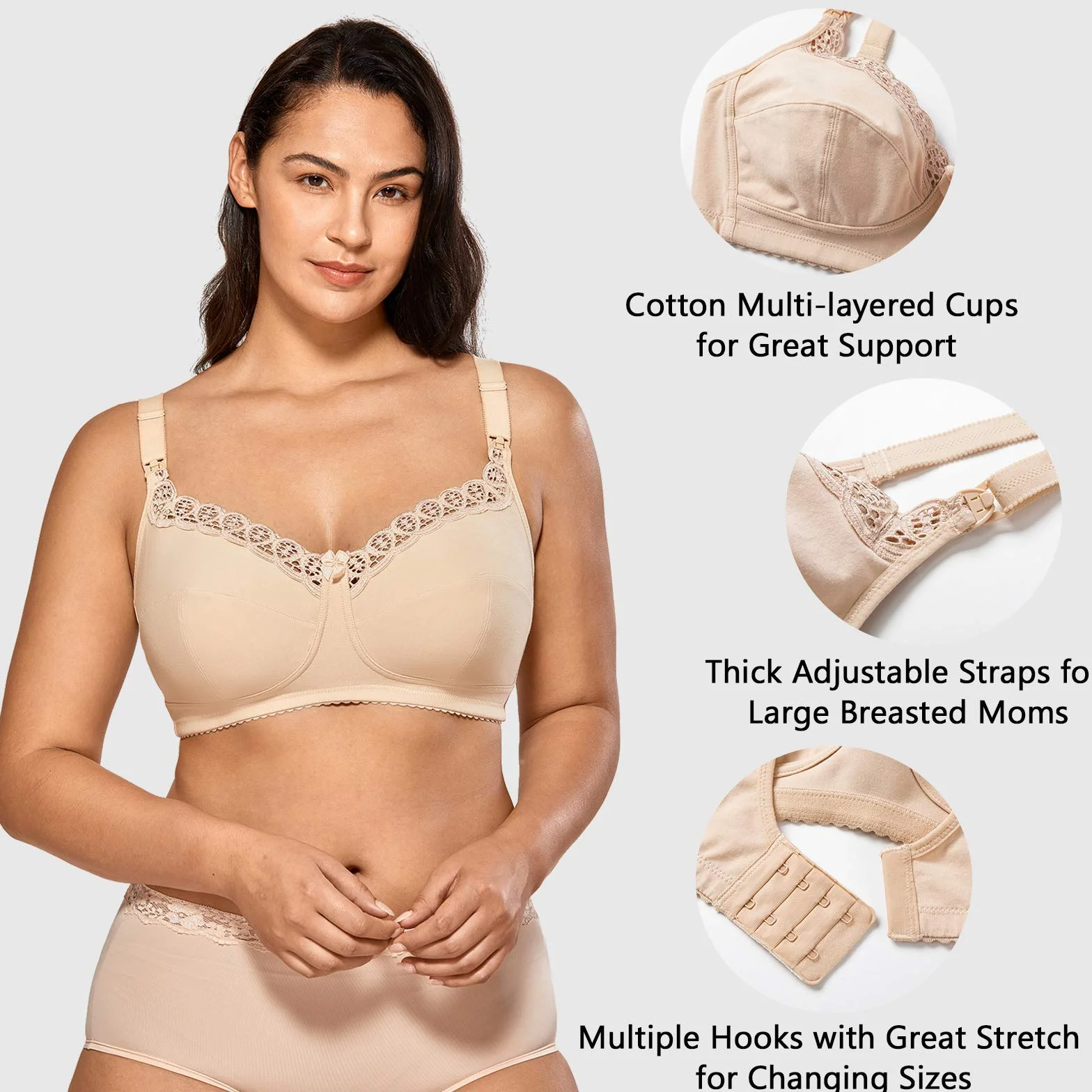 Gratlin Damski Biustonosz Do Karmienia Plus Size Bezprzewodowe Ciążowe
