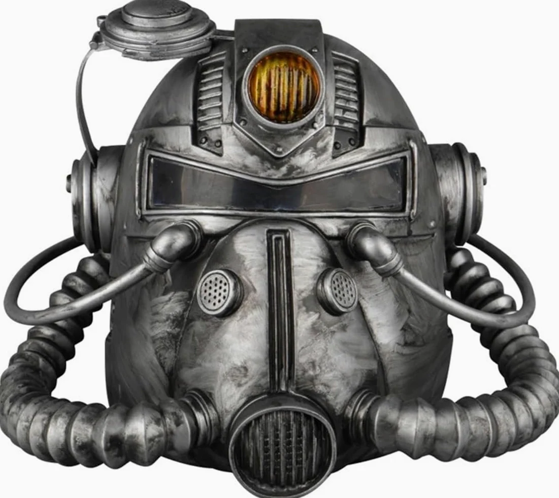 T-51 Power Armor Cosplay z miękkiego PVC maska ​​na całą głowę na Halloween przebranie na karnawał do rekwizytów standardowy srebrny