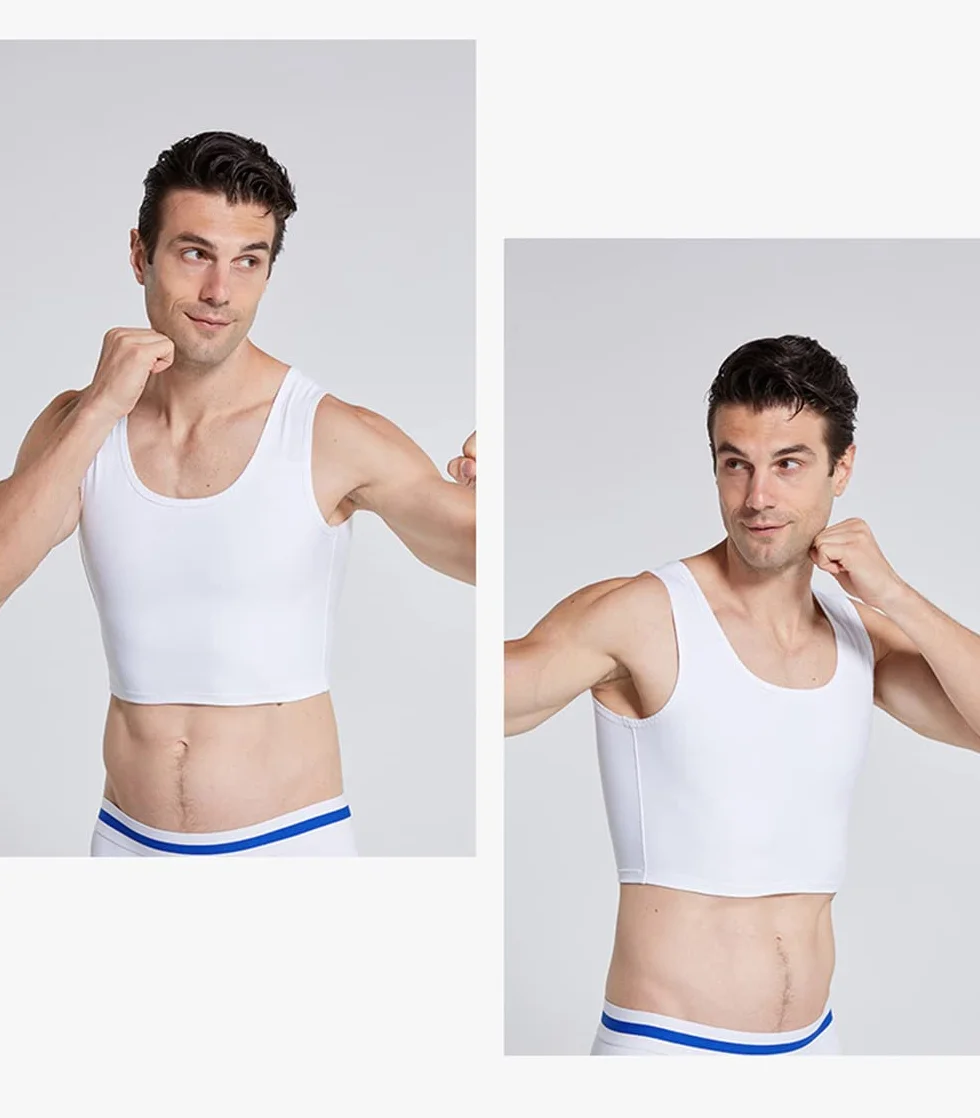 BaronHong Męski Sweter Kompresja Wyszczuplający Podkoszulek Gorset Tank Top Niebieski S