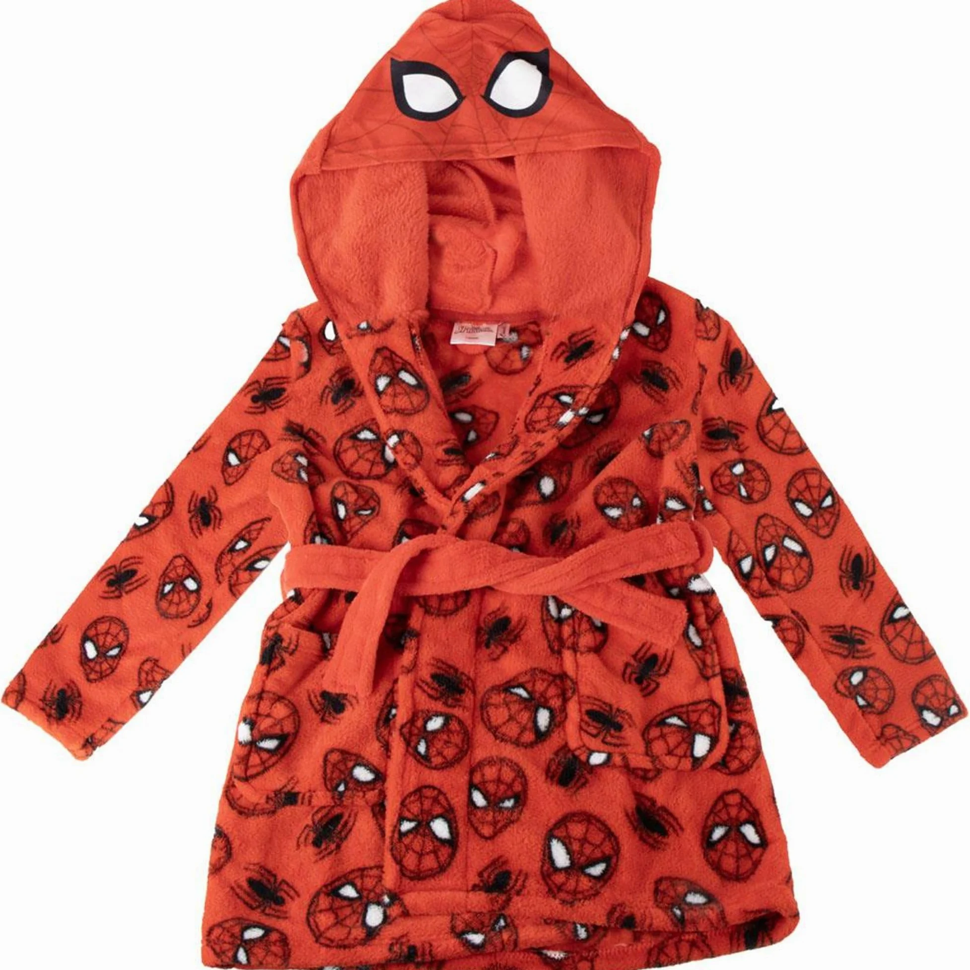 CERDÁ LIFE'S LITTLE MOMENTS Miękki szlafrok z kapturem i paskiem – Szlafrok Spiderman Ciepły i wygodny materiał polarowy, uniseks dla dzieci, Spiderman, 4 lat