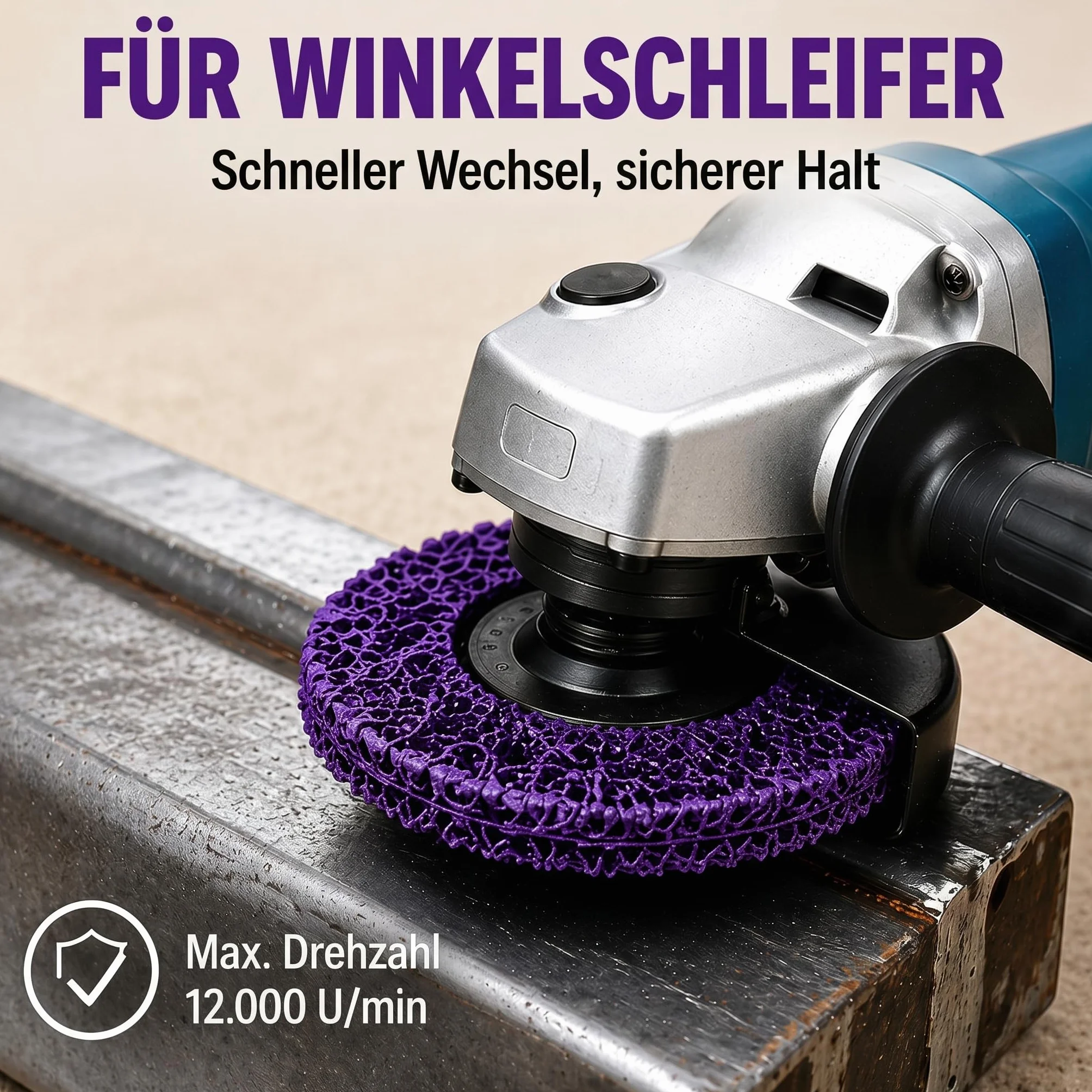 Woltersberger® 5 sztuk dużych tarcz czyszczących o średnicy 125 mm CSD włóknina do czyszczenia CBS nylon liliowy | purpurowy do szlifierek kątowych