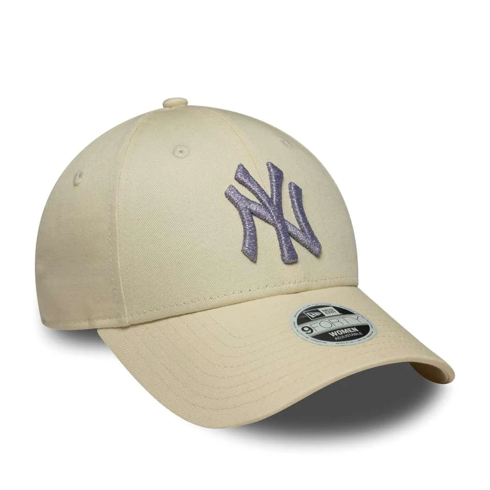 New Era Czapka z daszkiem 9Forty z metalicznym logo MLB New York Yankees Jasnobeżowa