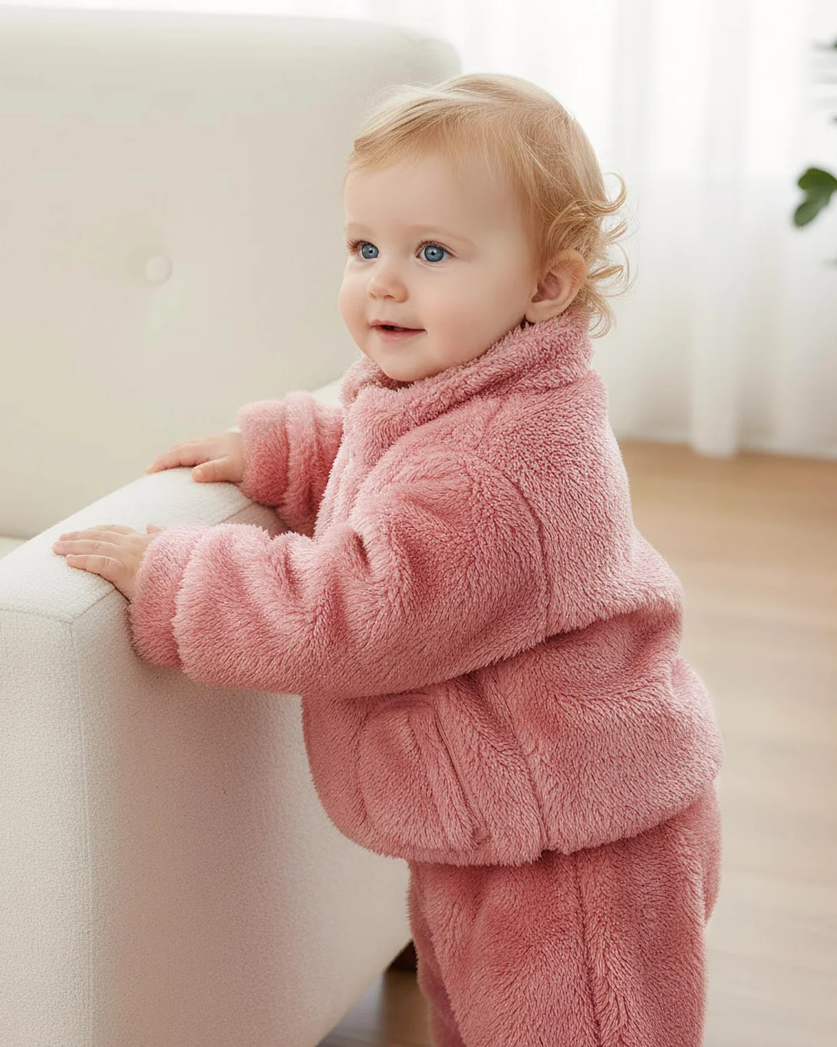 JiAmy Dziecięcy strój dla dziewczynek, zestaw zimowych polarów, 2 sztuki, zamek błyskawiczny, długi rękaw, spodnie, bluza, unisex, piżama, zestawy odzieży dla 1-5 lat