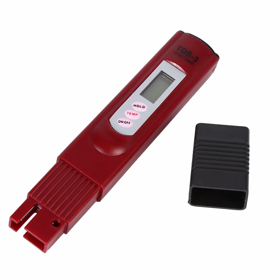 Detektor jakości wody cyfrowy LCD miernik TDS 0-9999 PPM tester pH i temperatury przenośny analizator minerałów pióro testowe (czerwony)