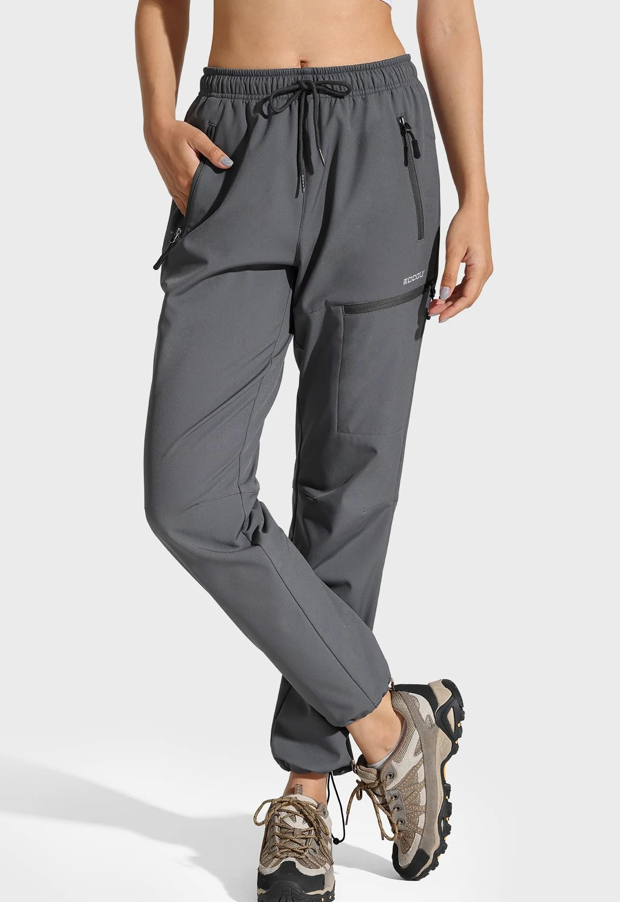 MOCOLY Damskie Zimowe Spodnie Narciarskie Ciepłe Polarowe Podszyte Softshell Spodnie Trekkingowe Wodoodporne Spodnie Outdoorowe Cargo Sports Pants na narty myślistwo na zewnątrz
