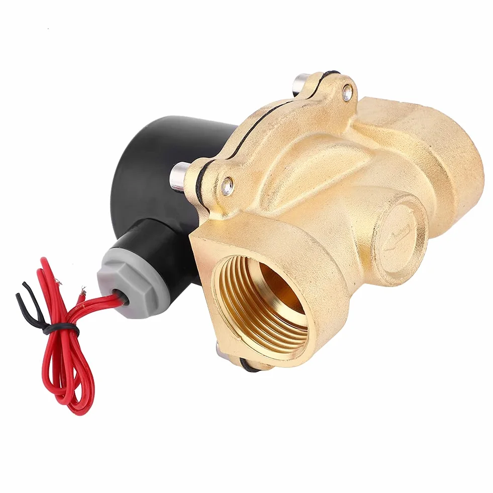 Elektryczny zawór elektromagnetyczny, 1" BSPP 2W250-25 Mosiężny elektryczny zawór elektromagnetyczny Wodoodporny, szczelny, normalnie zamknięty zawór do oleju wodno-powietrznego (2W-250-25 24V)