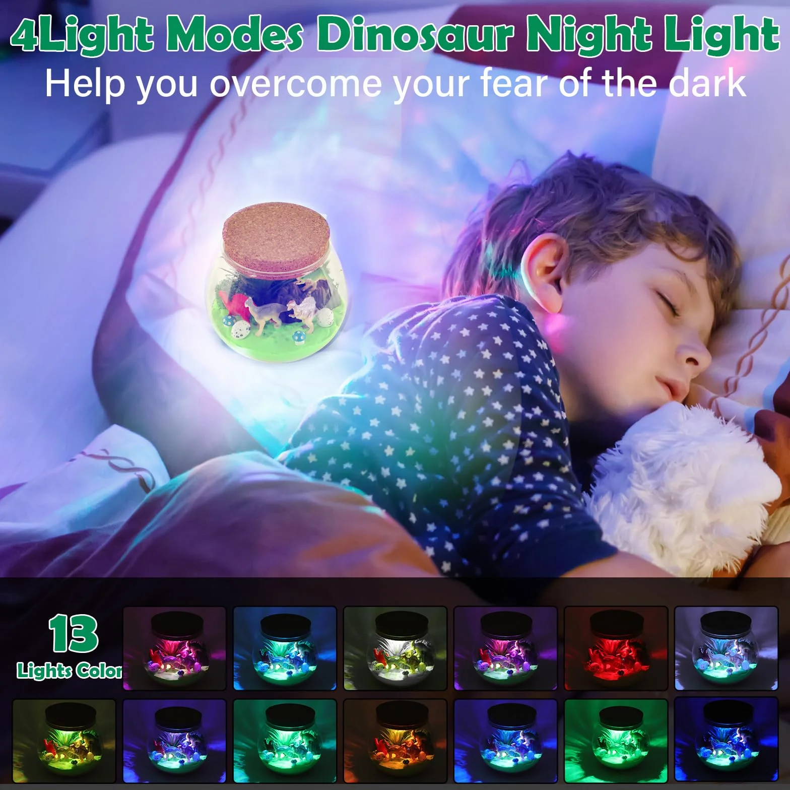 Zestaw do terrarium z dinozaurami Withosent, kreatywna lampka nocna dla dzieci DIY z pilotem, zestaw do rękodzieła w bajkowym ogrodzie z regulowanymi kolorowymi światłami Prezenty dla dziewczynek