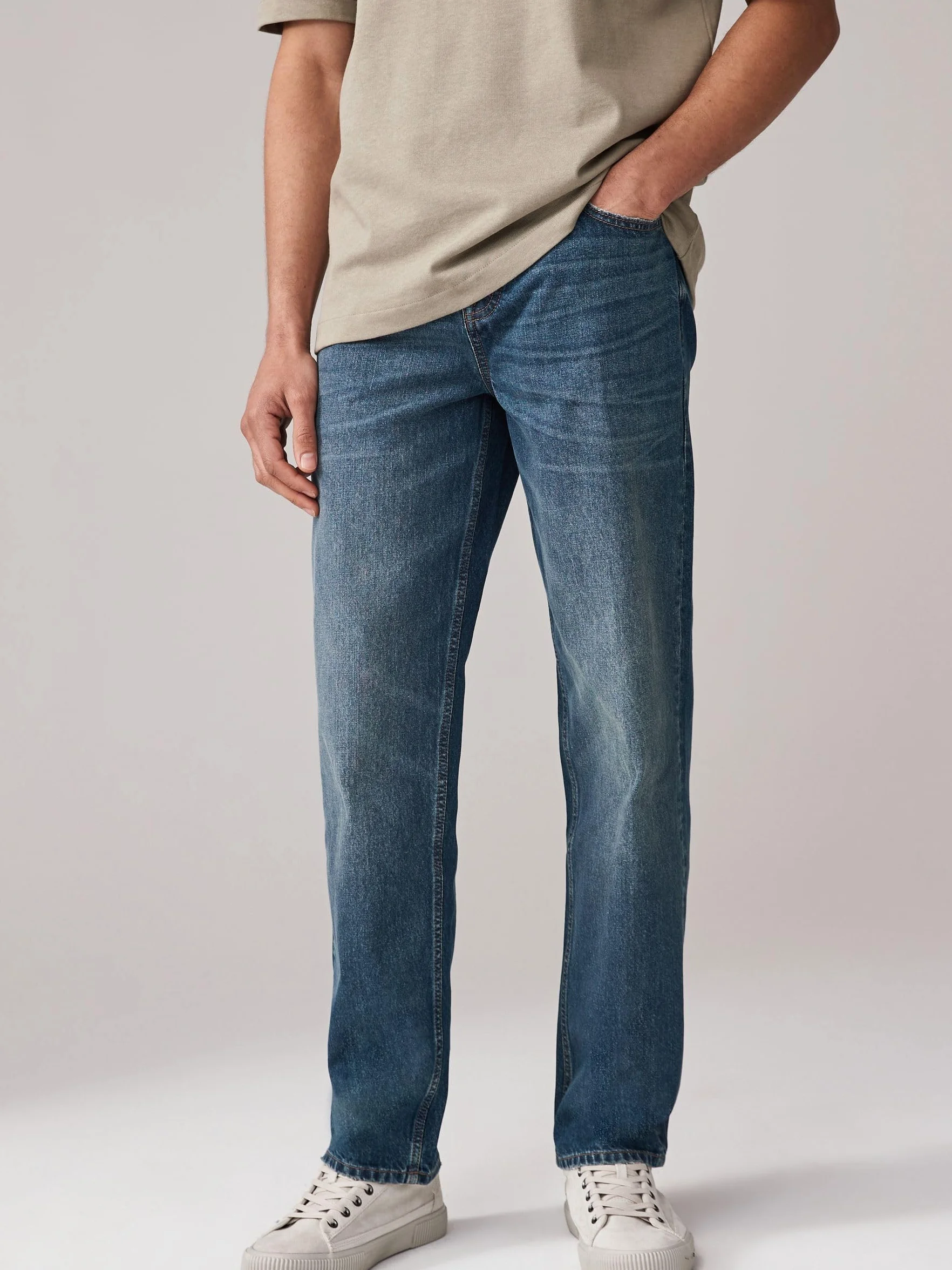 NEXT Mężczyźni Jeansy Authentic o luźnym kroju ze 100% bawełny