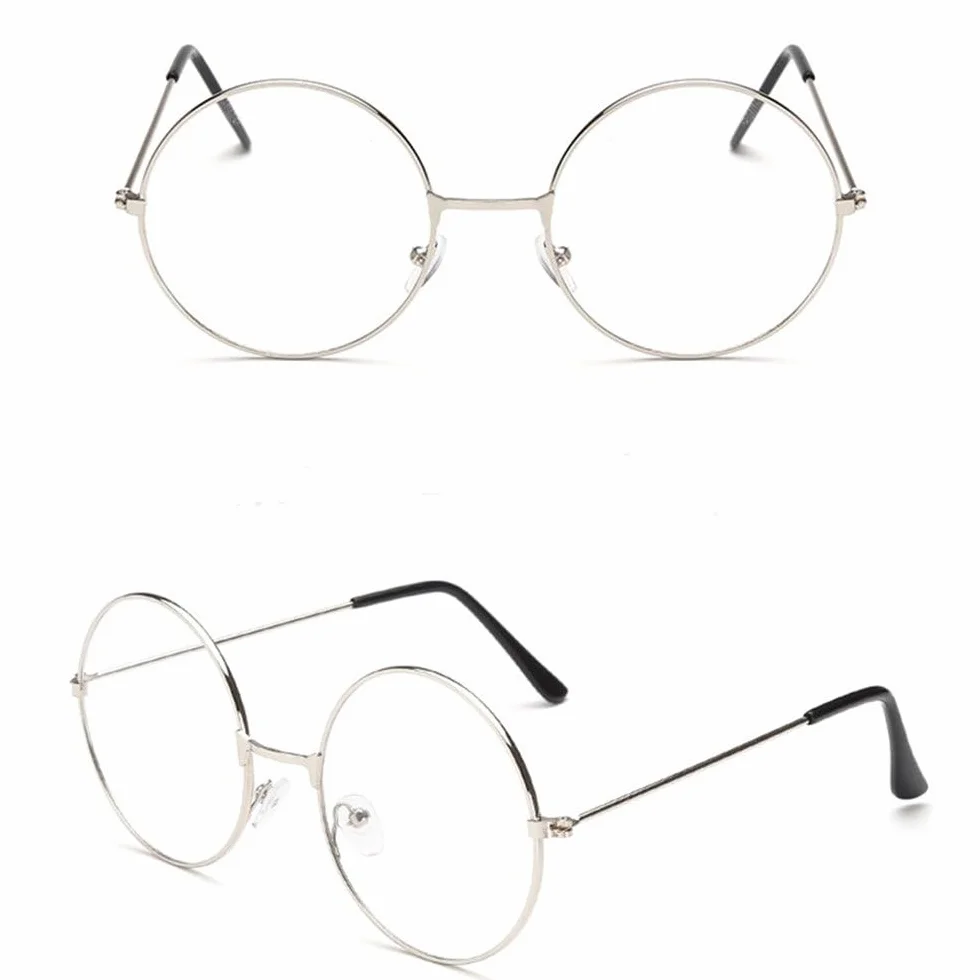 TRIXES Okulary z okrągłymi szkłami – Beatles retro styl lat sześćdziesiątych XX wieku szkło przezroczyste - okrągłe okulary jako uzupełnienie kostiumu Cosplay Retro Party Geek okulary akcesoria do