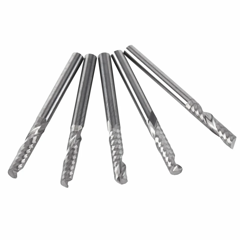 5 Sztuk 1/8 Shank Pojedynczy Rowek Frez Trzpieniowy Frez CNC Bit Narzędzie z Węglika Wolframu do Akrylu, Pcv, MDF, Cięcia Drewna
