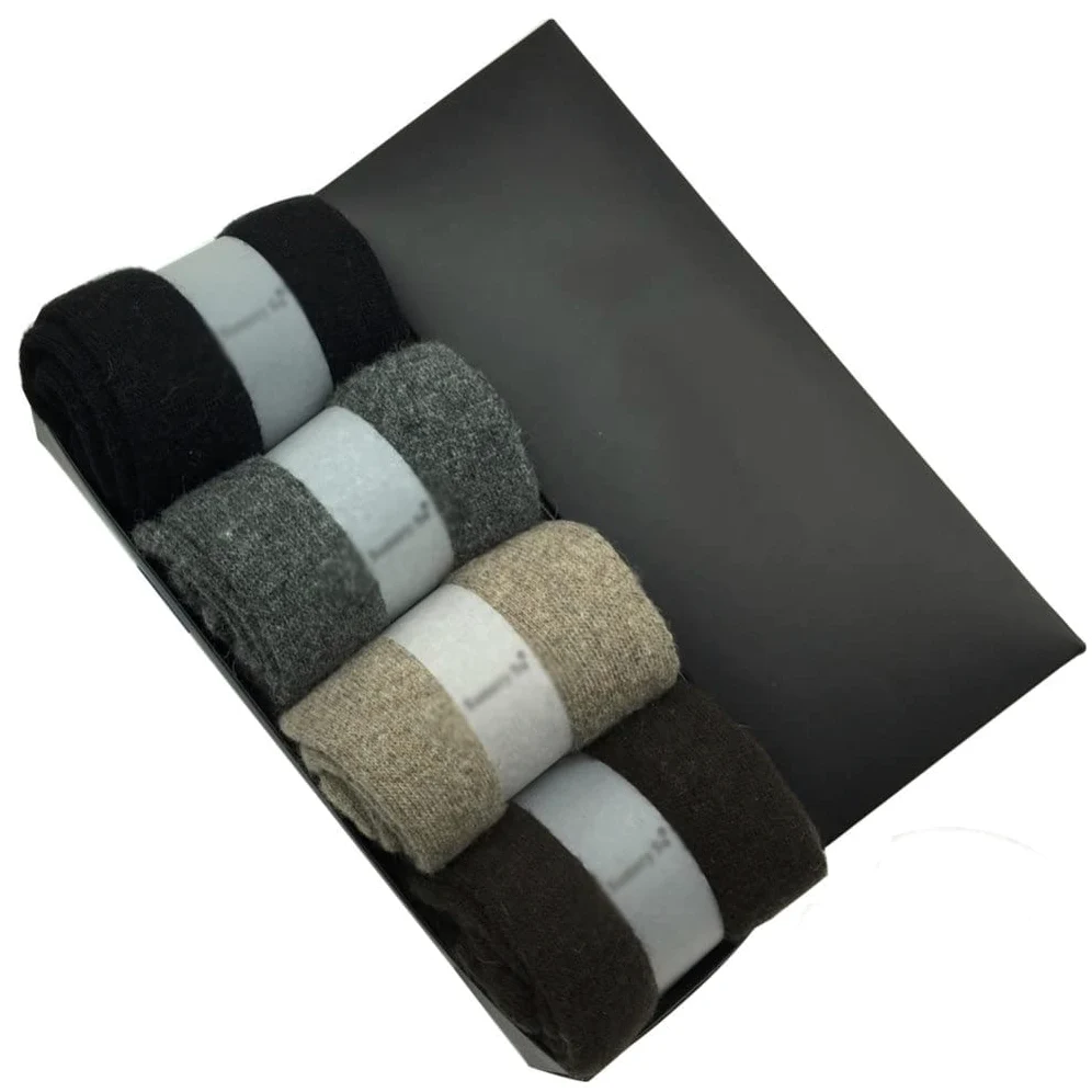 4 pary/pudełko zima grube skarpety wełniane mężczyźni moda kaszmirowy oddychający skarpetki męskie 4 kolory (kolor: rozmiar: jeden rozmiar) (Color : A, Size : One Size)