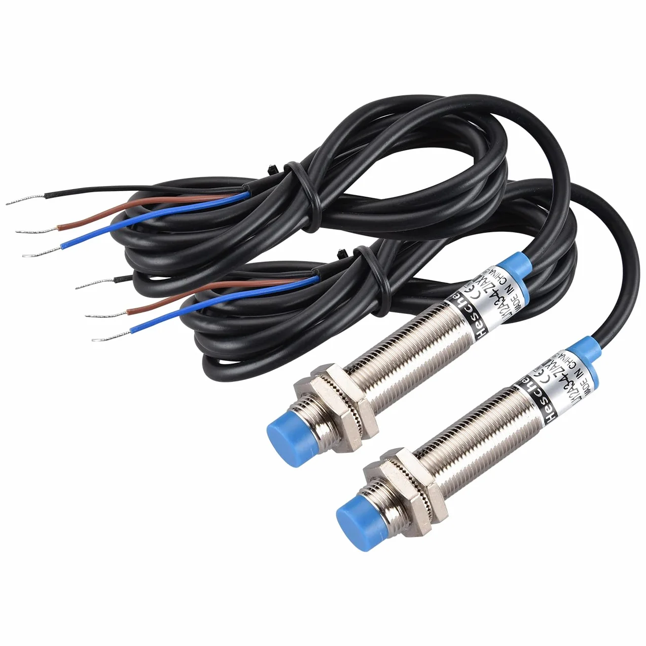 Heschen M12 Indukcyjny przełącznik czujnika zbliżeniowego, LJ12A3-4-Z/AX, detektor 4mm, 10-30VDC 200mA, NPN Normalnie zamknięty(NC), Typ bez ekranowania, 3 przewody, 2 sztuki